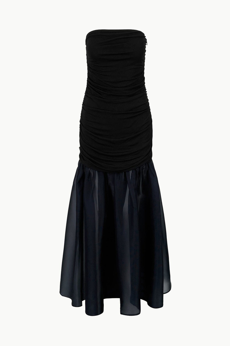 STAUD LIYA DRESS BLACK NAVY 1