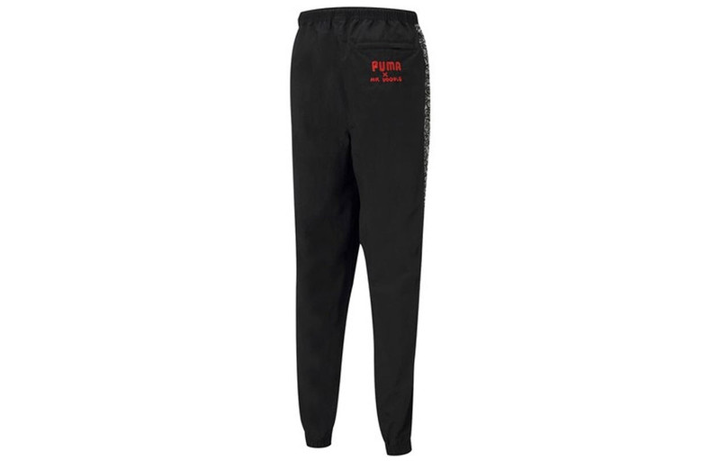 PUMA PUMA x Mr Doodle Crossover Sports Graffiti Drawstring Woven Long Pants Black 598684-01 outlook