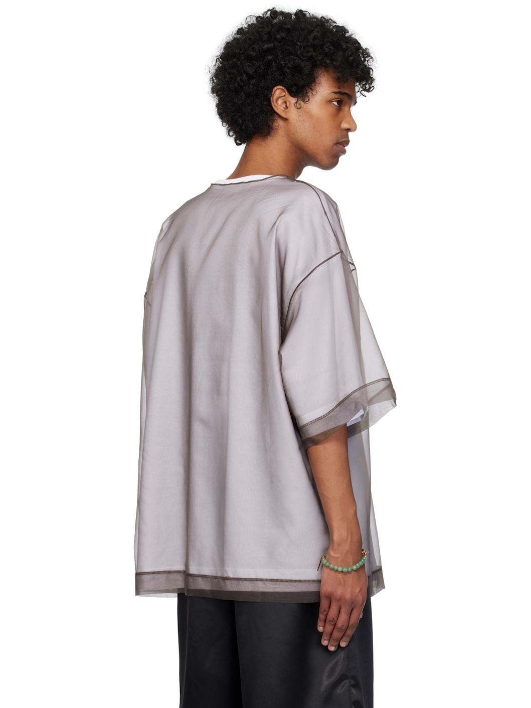 White Sheer Overlay T-shirt - 3