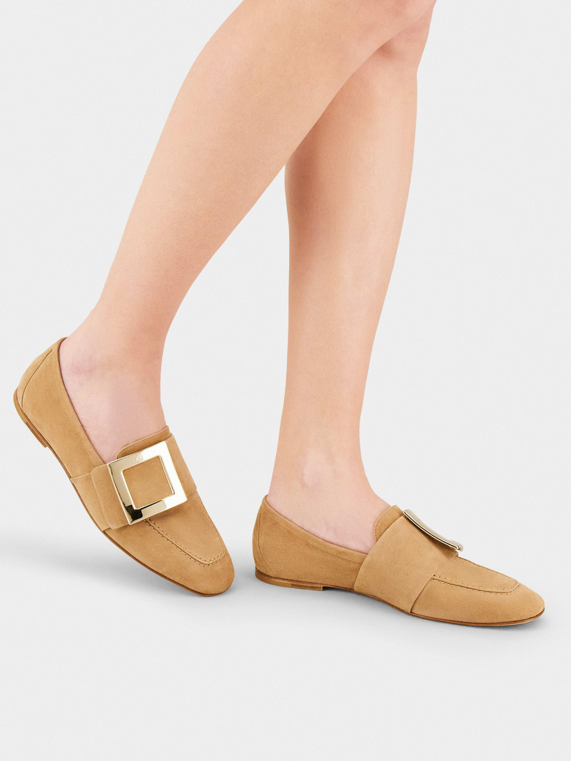 Roger Vivier Soft Metal Buckle Loafers in Suede outlook