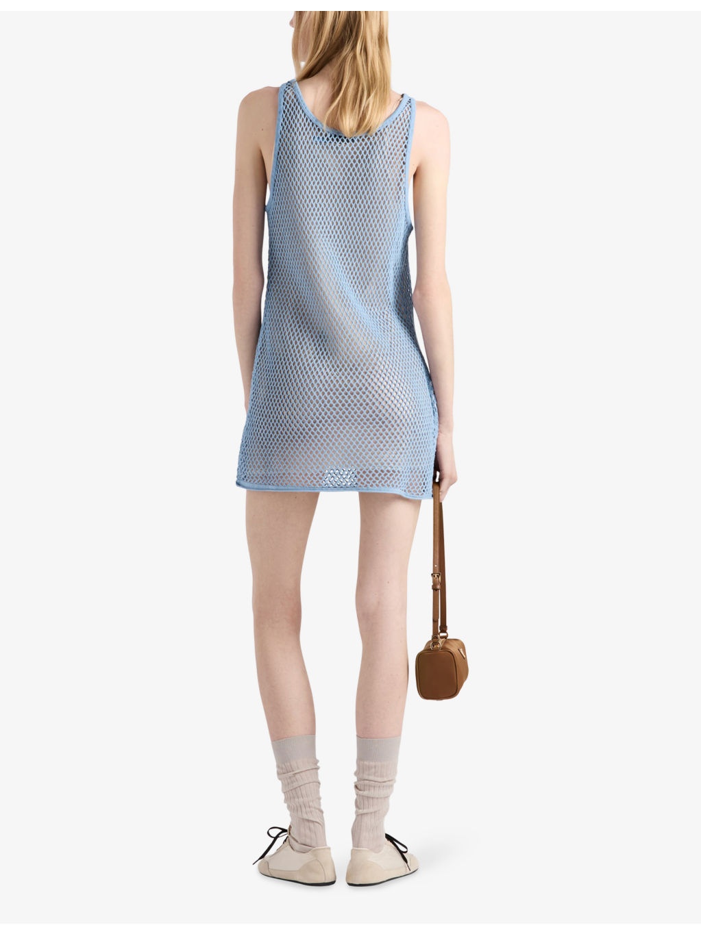 Triangle-Logo Cotton Mesh Mini Dress - 4