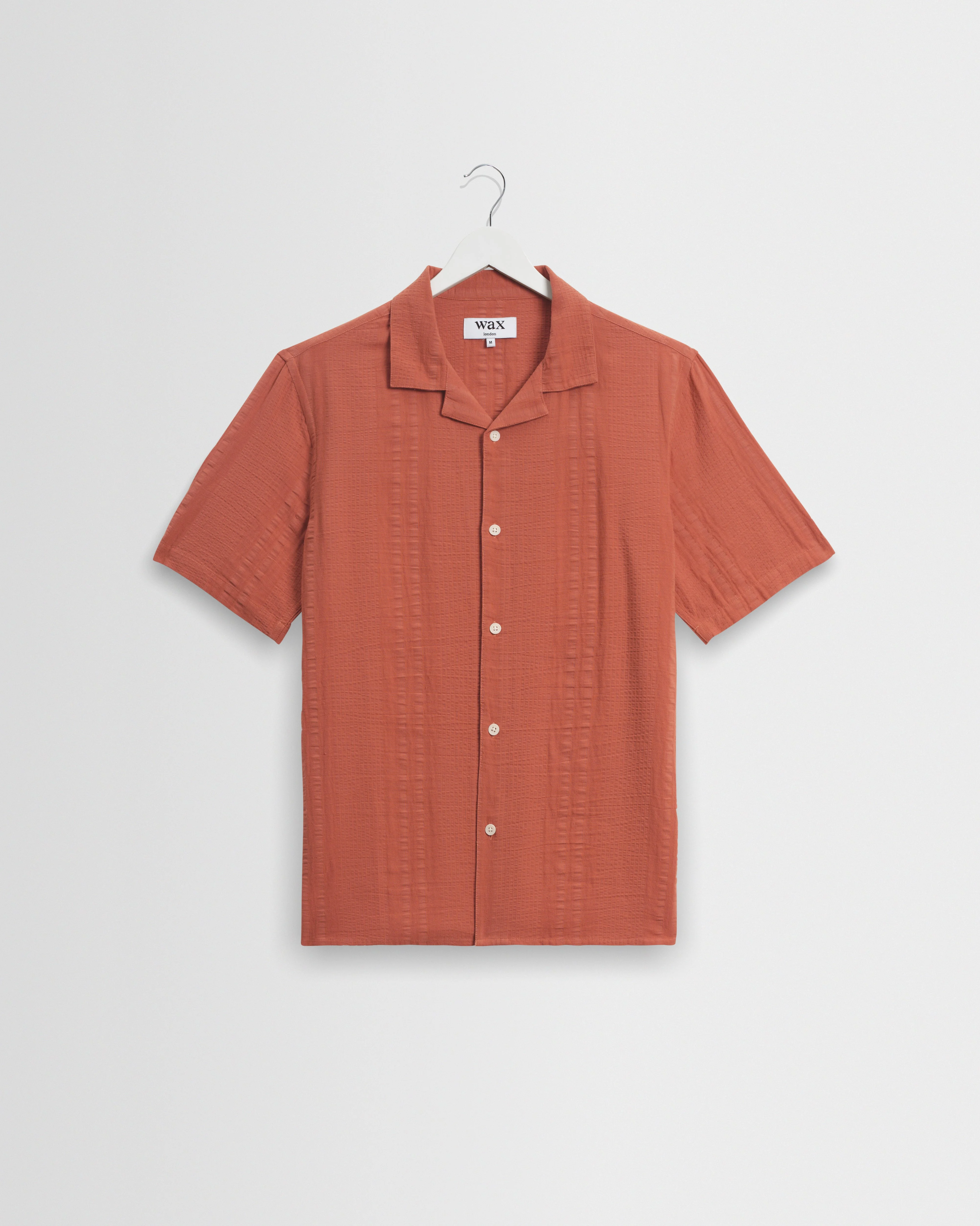 Didcot - Rust Double-Weave Seersucker Short-Sleeve Shirt - 1