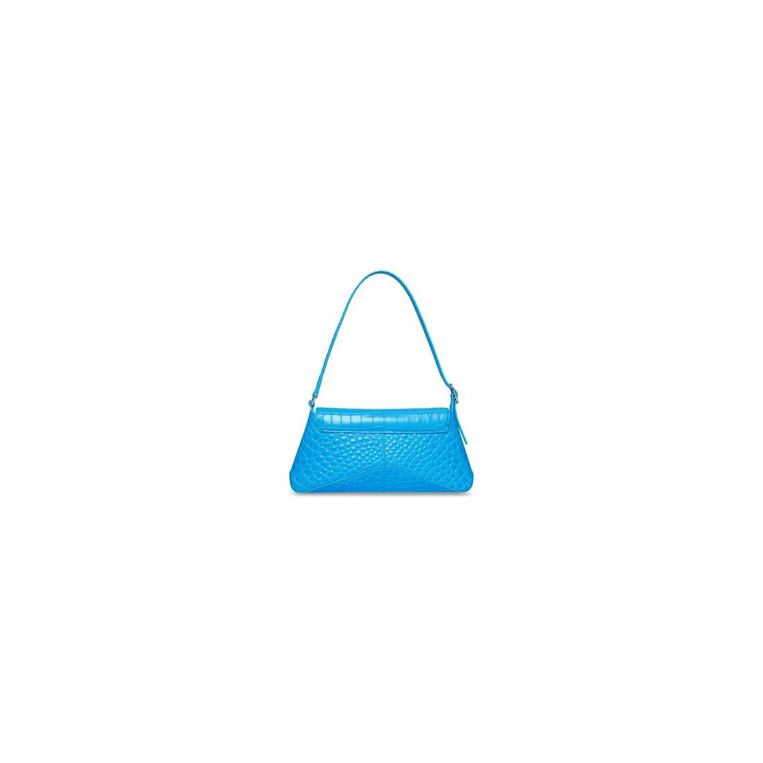 Women's Xx Small Flap Bag Crocodile Embossed in Blue - 5