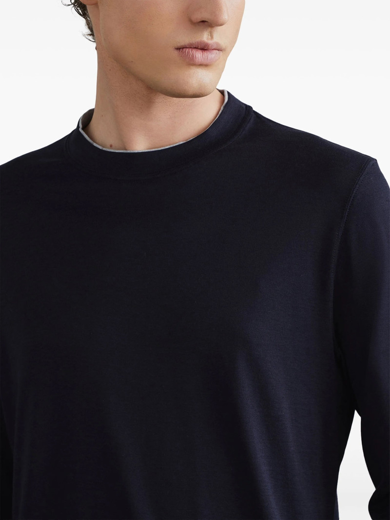 Brunello Cucinelli Brunello Cucinelli Contrasting-trim Jersey T-shirt outlook