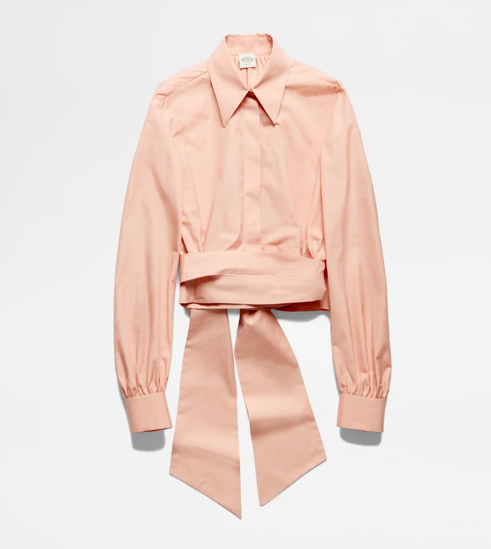 CROPPED SHIRT WITH SASH - PINK - 1