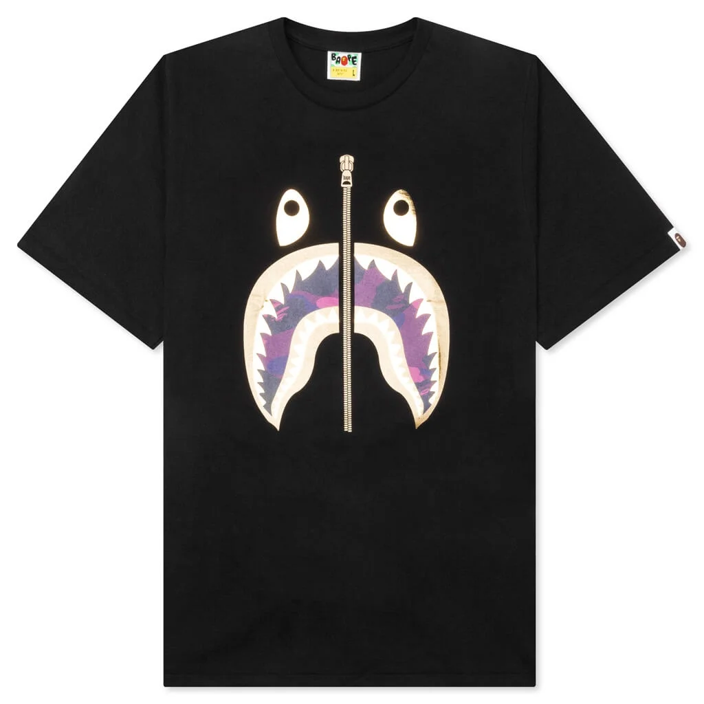 COLOR CAMO SHARK TEE - BLACK/PURPLE - 1