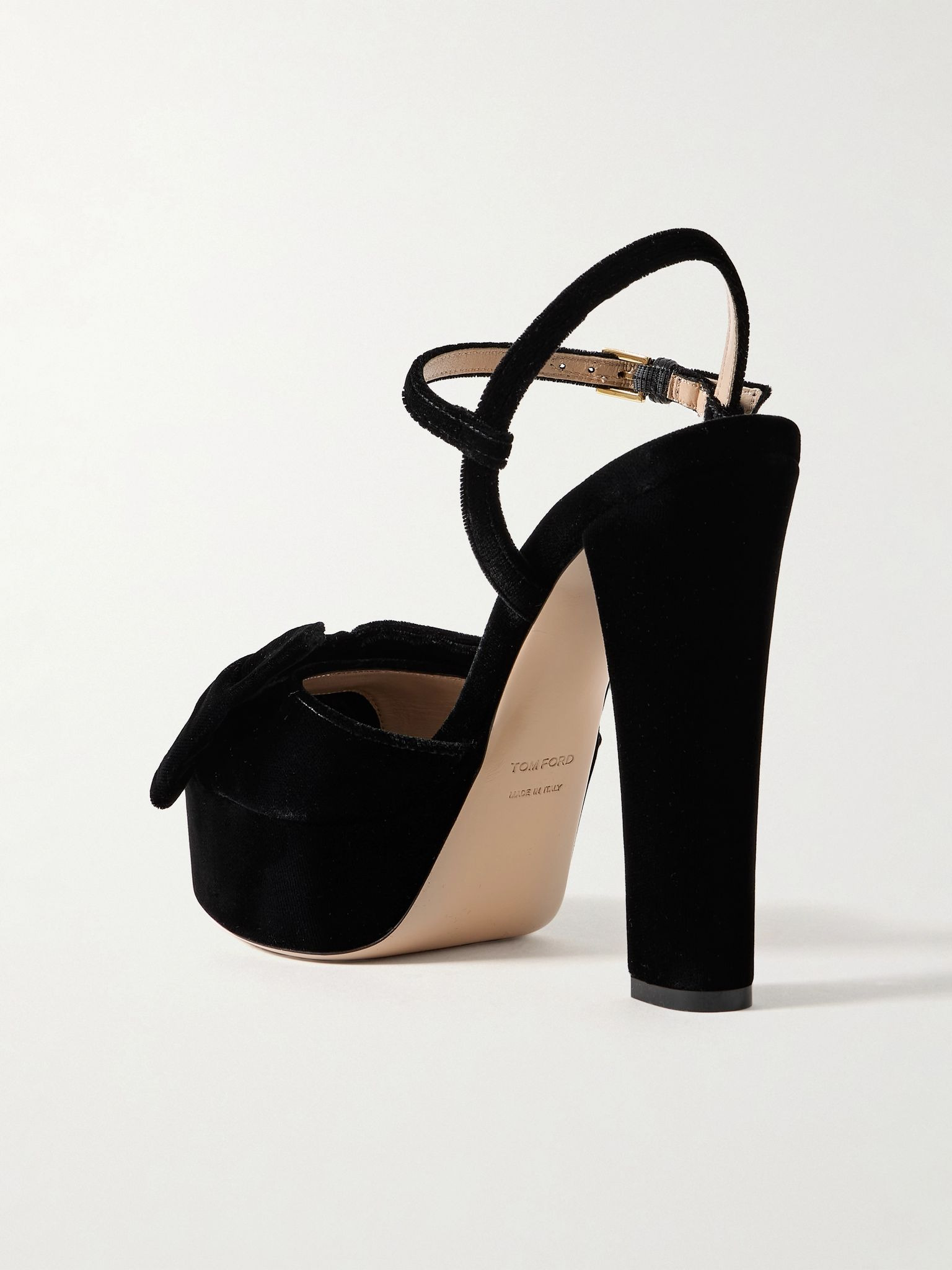 Brigitte bow-embellished velvet platform sandals Black - 3
