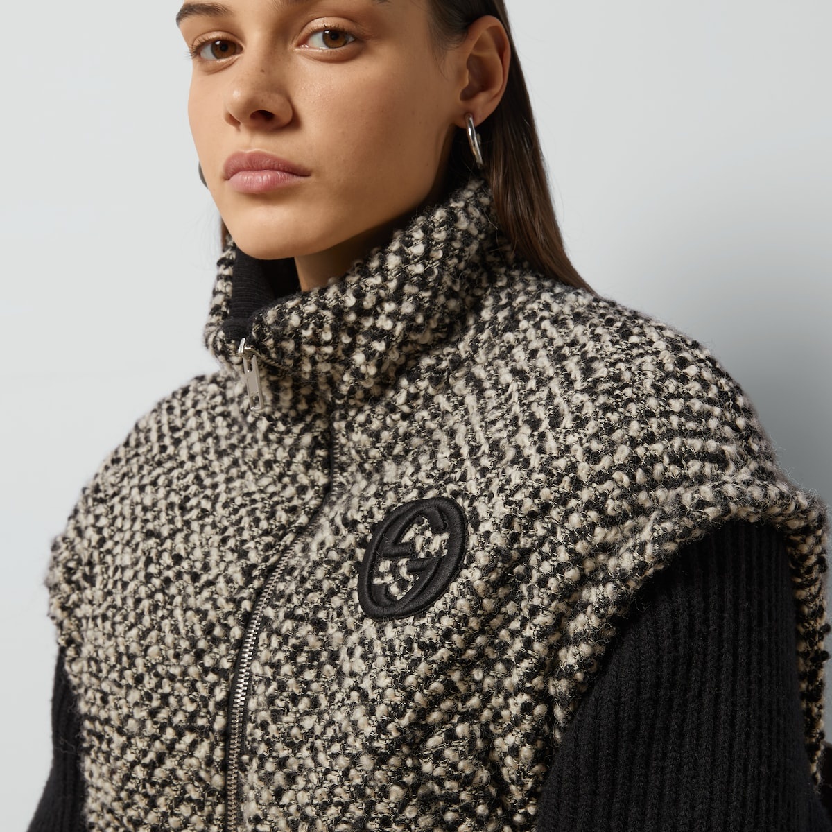 Bouclé wool jacket with Interlocking G - 3