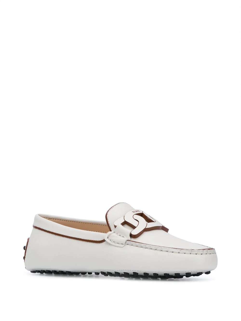 chain-link leather driving loafers - 2