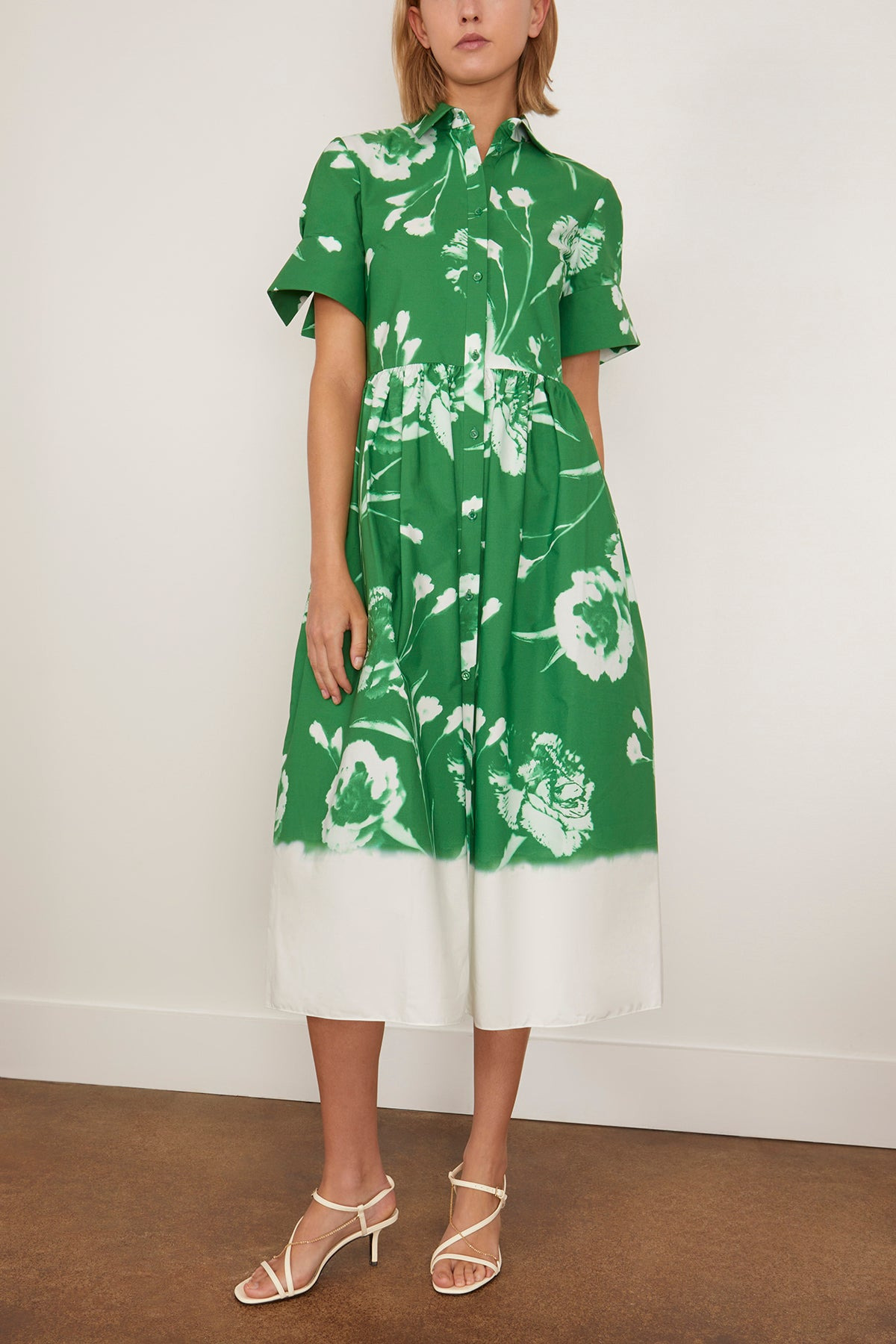 Short Sleeve Shirt Dress in Carnation Cyanotype Clover - 3