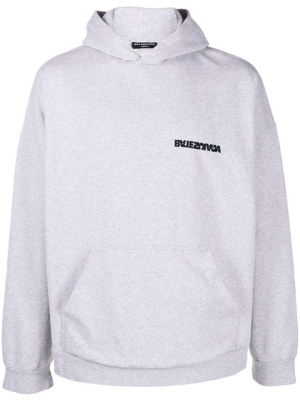 reverse logo embroidered hoodie - 1