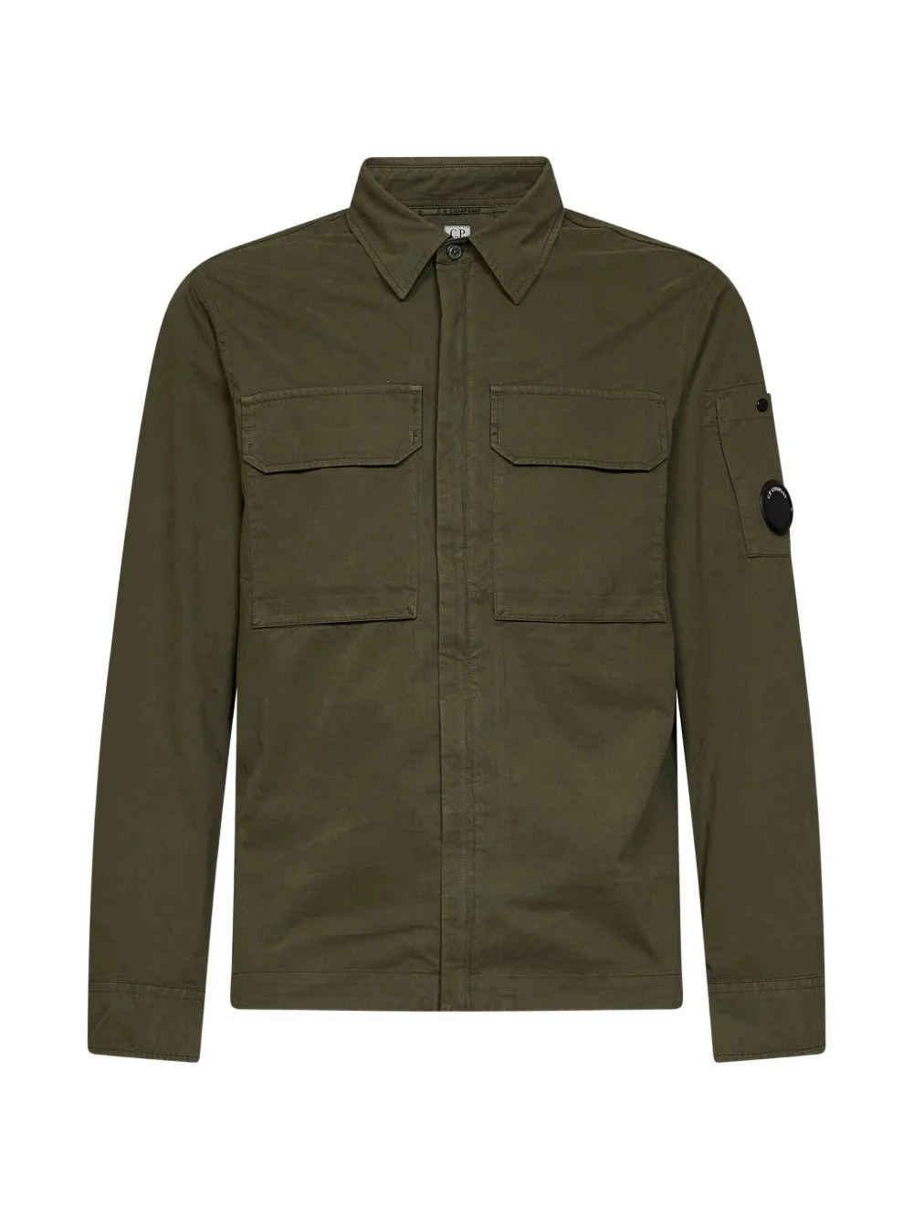 Lens-detail garment-dyed shirt - 1