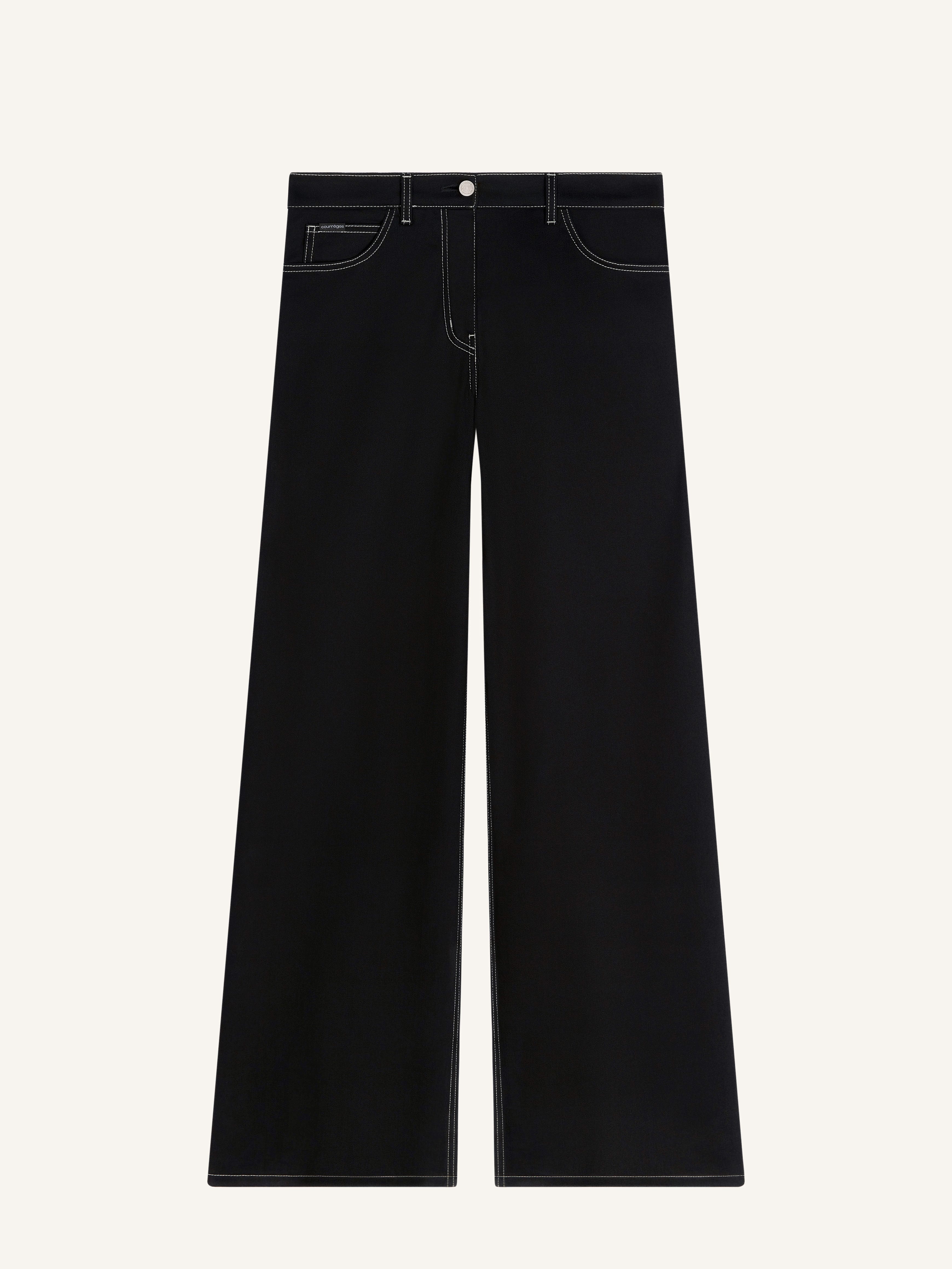 HAMMER TOPSTITCHED DENIM BAGGY PANTS - 1