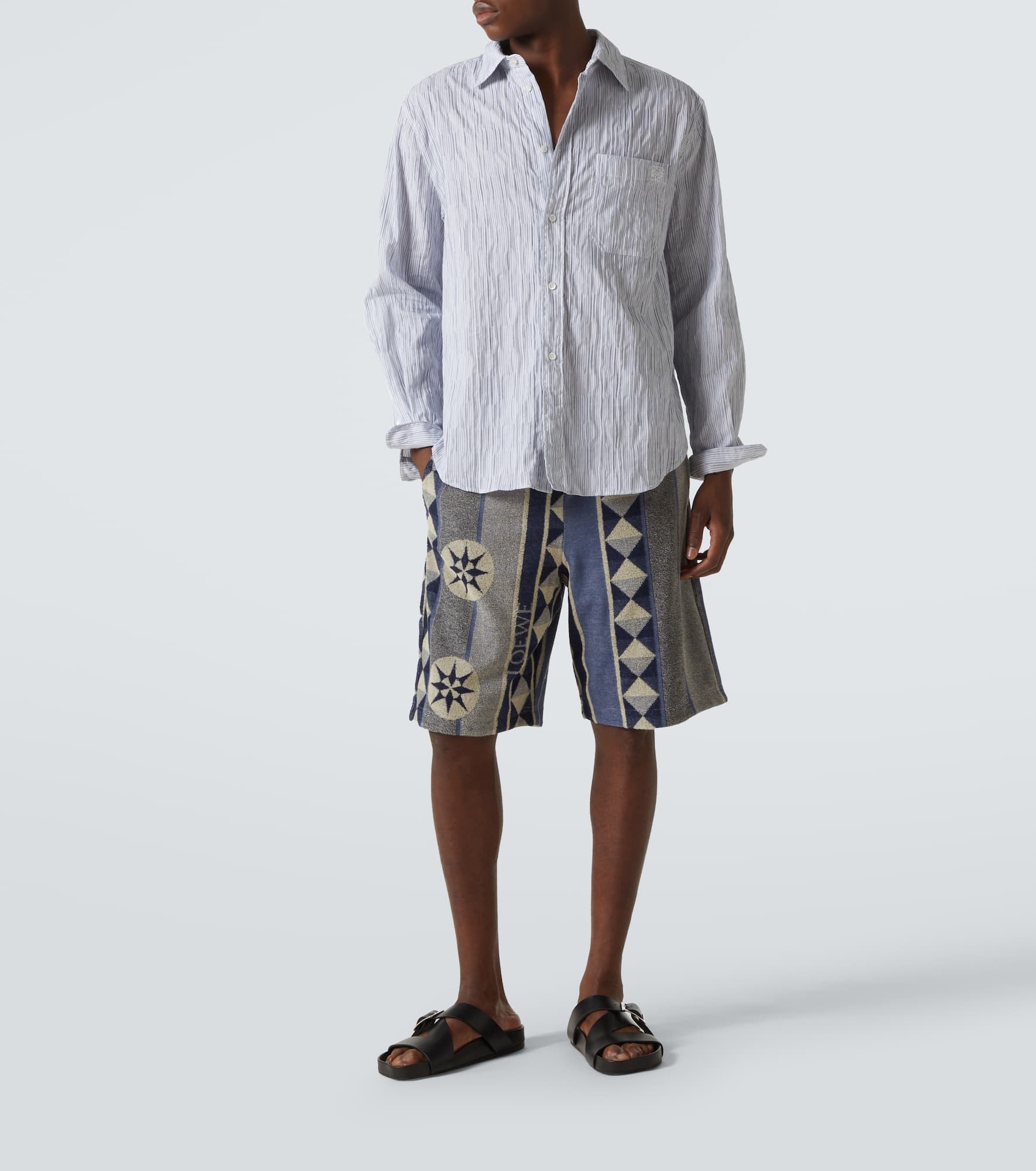 Printed cotton-blend terry Bermuda shorts - 2