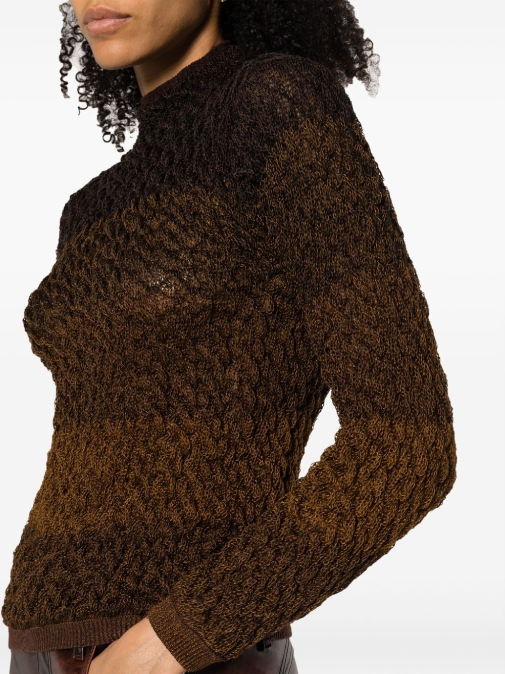 shirred-effect striped jumper - 5