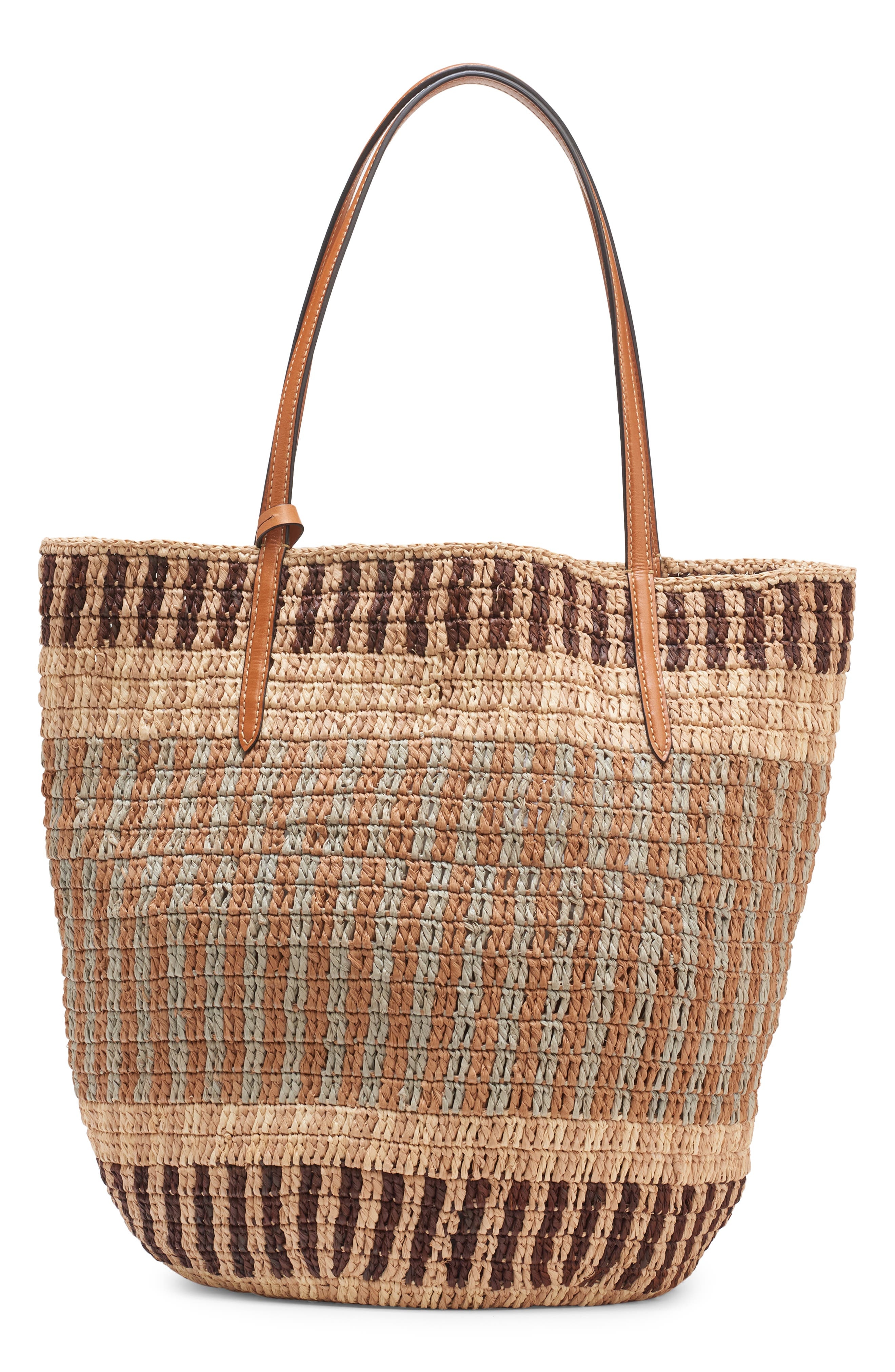 Valentino Garavani VLOGO Crochet Raffia Basket Tote in Aef Beige/Camel/Selleria at Nordstrom - 3