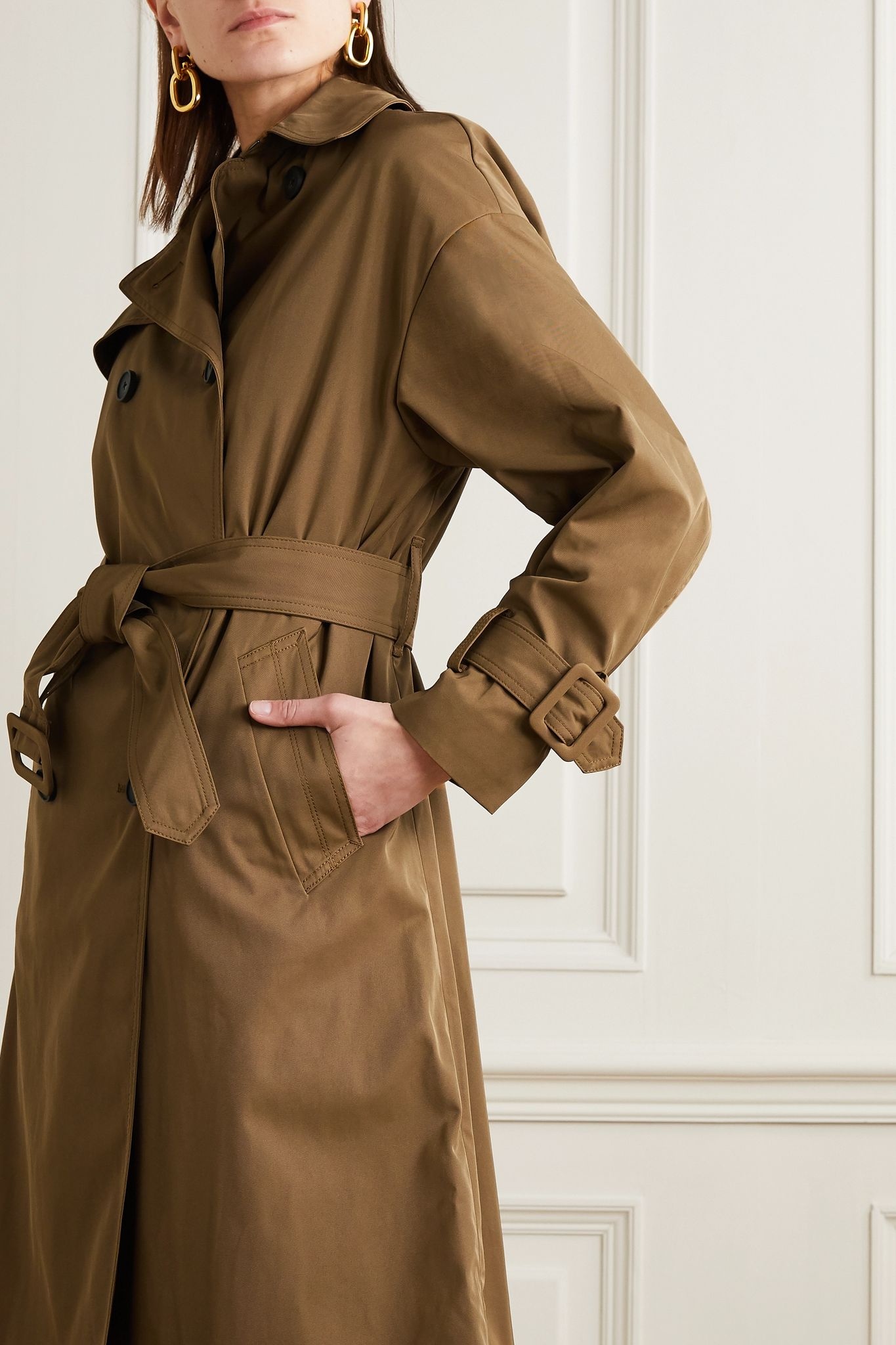 Belted gabardine trench coat - 3