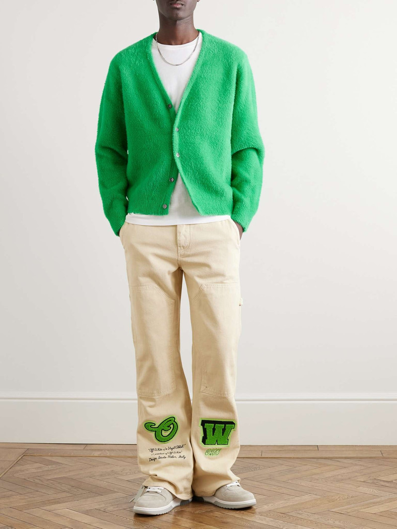 Off-White Straight-Leg Appliquéd Cotton-Canvas Trousers outlook