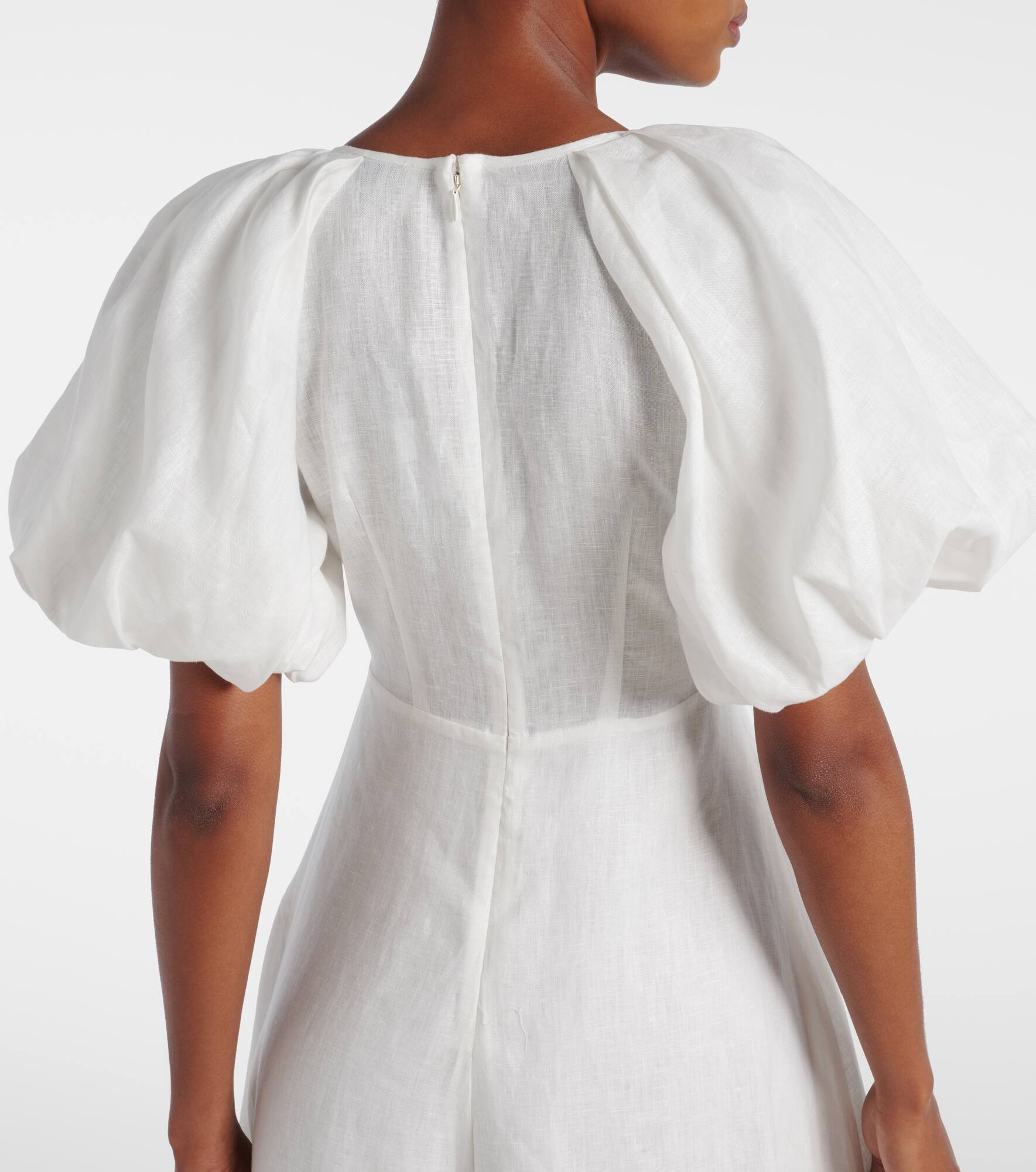 Magnolia embroidered linen midi dress - 7