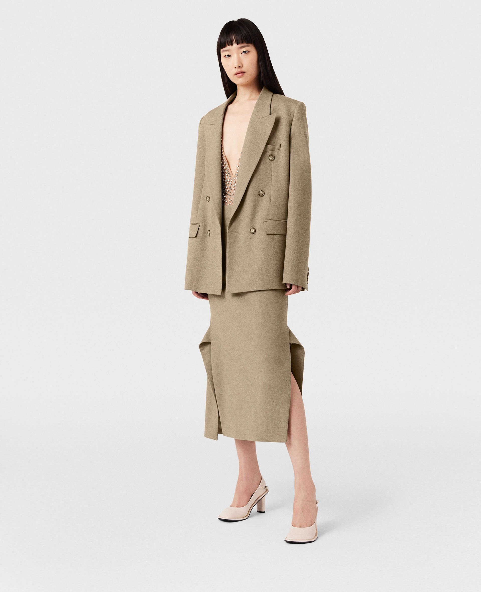 Mid-Rise Wool Midi Skirt - 6