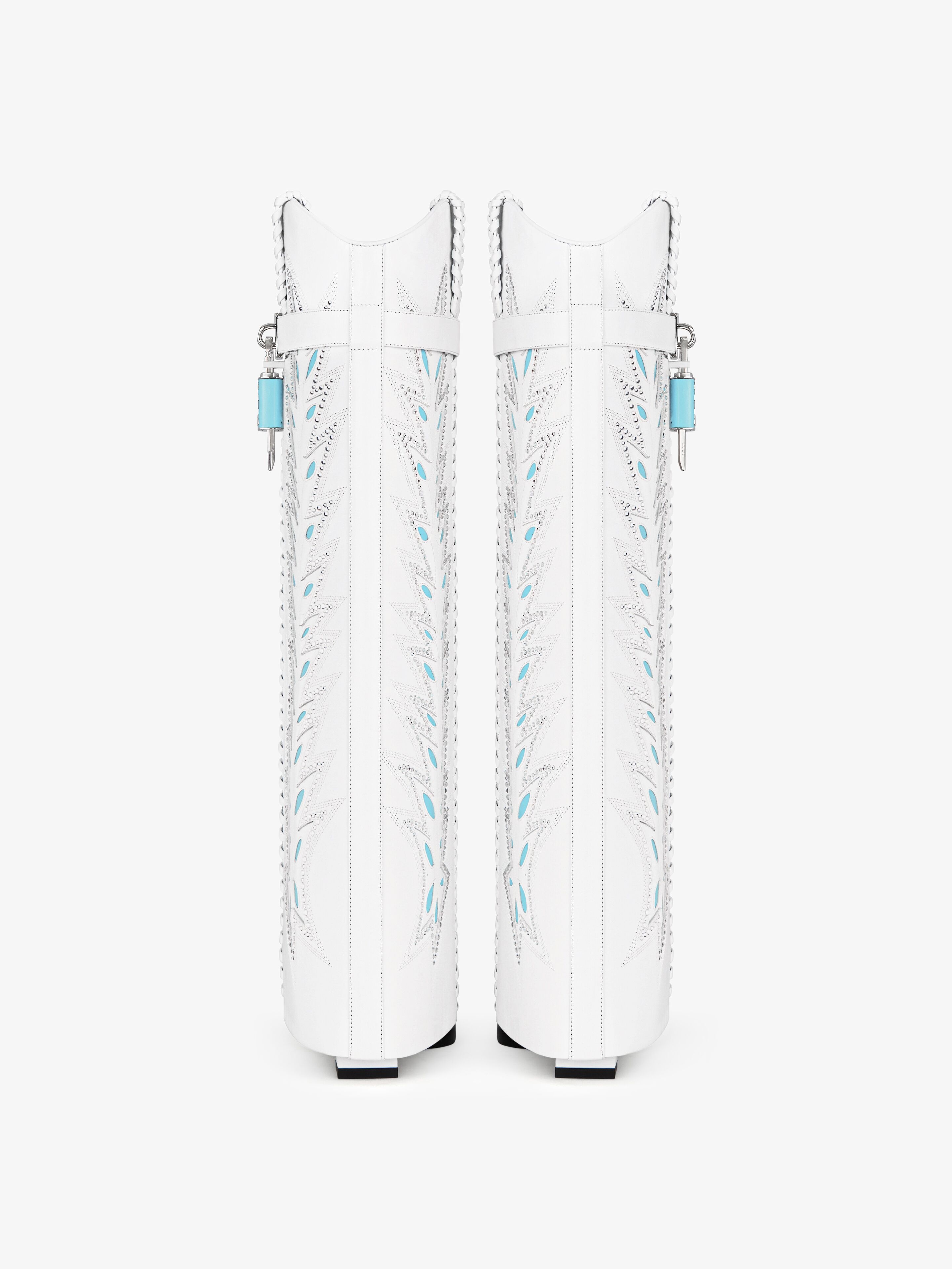SHARK LOCK COWBOY BOOTS IN LEATHER WITH STRASS - 6