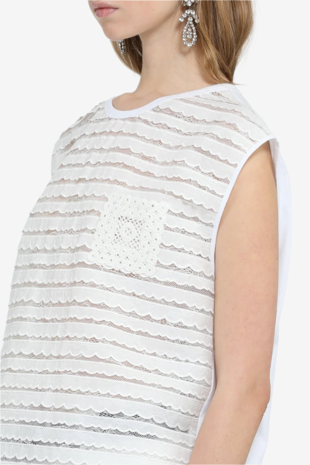 SEMI-SHEER TOP WITH LACE RUFFLES - 5