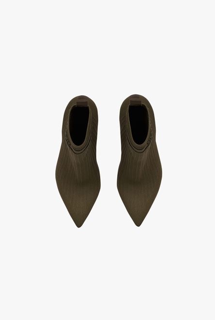 Khaki and black stretch knit Skye ankle boots - 4