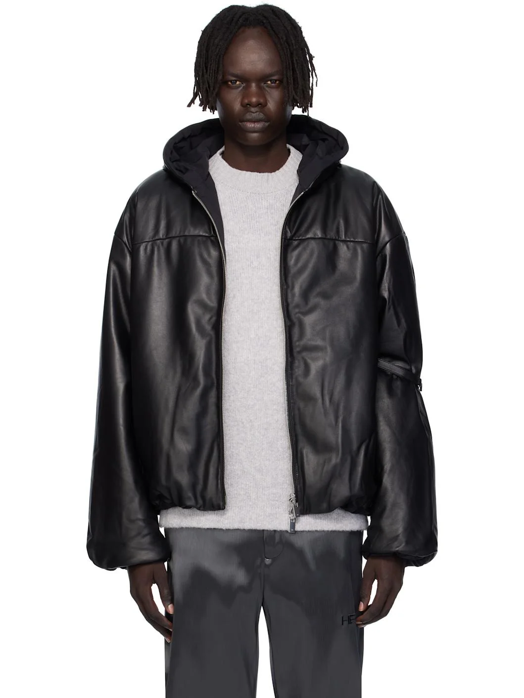 Black Paralax Reversible Leather Jacket - 1