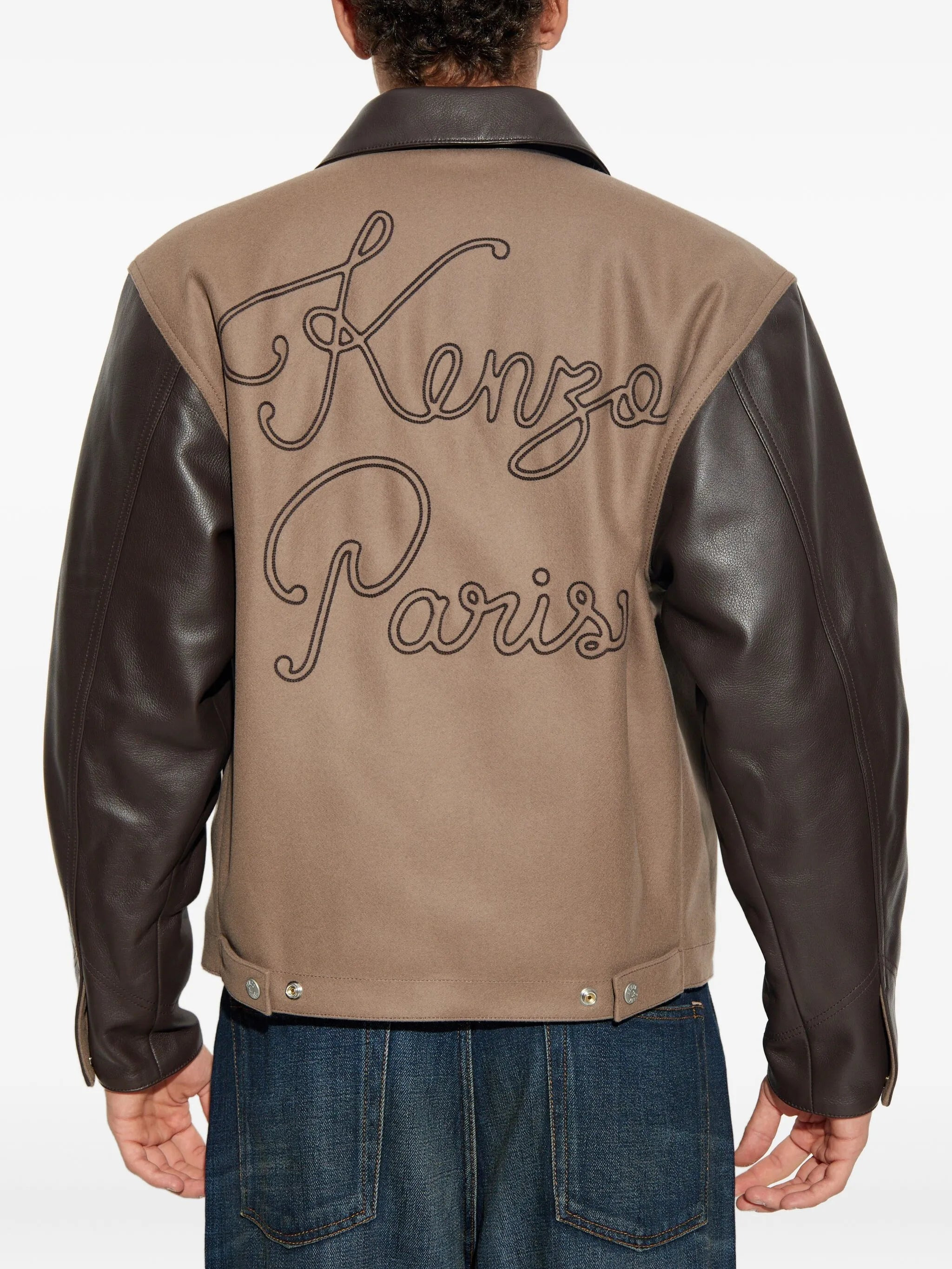 Kenzo Leather-sleeved Embroidered Jacket - 3