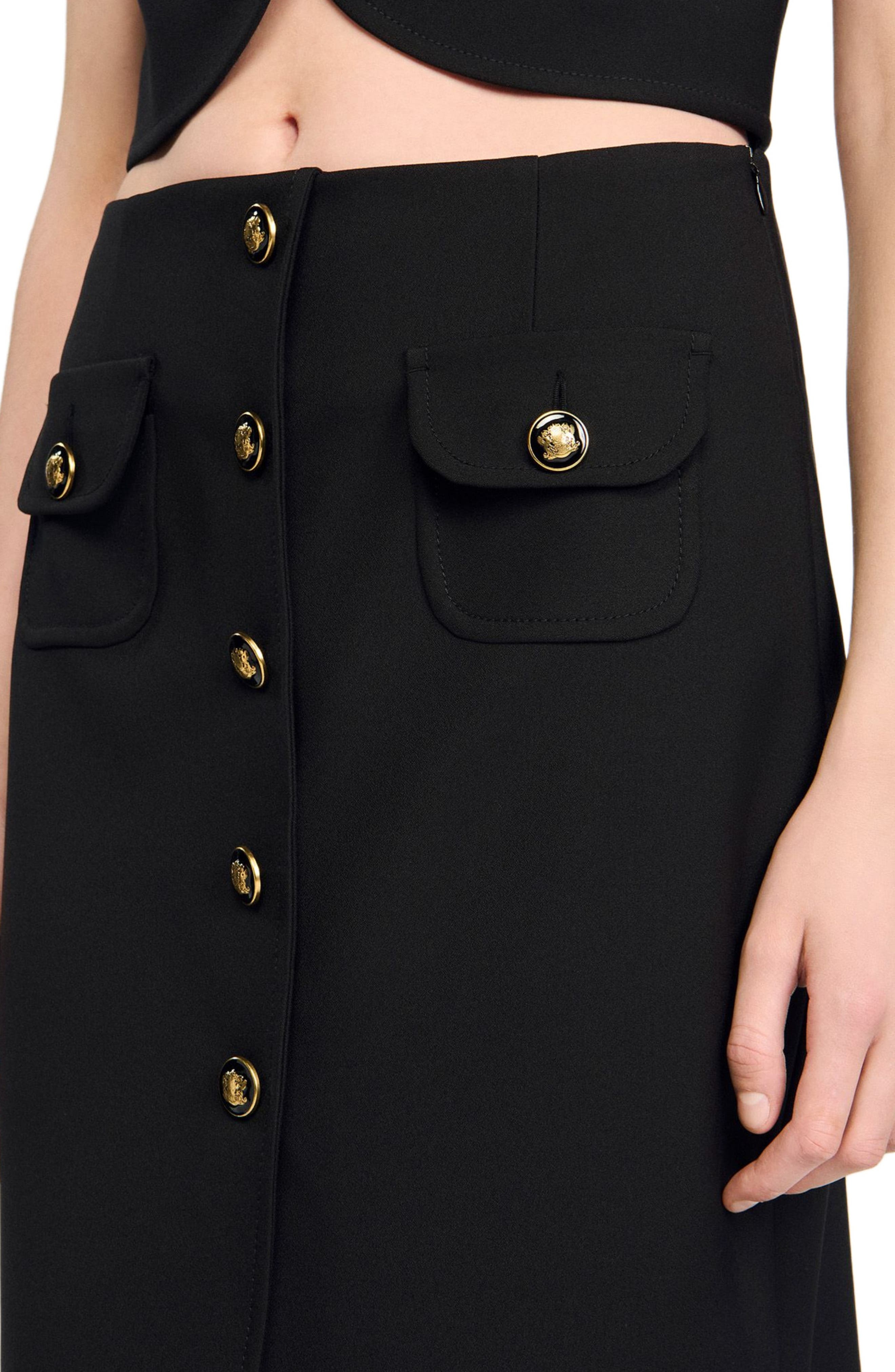 SANDRO Buttoned midi skirt in Black at Nordstrom - 4