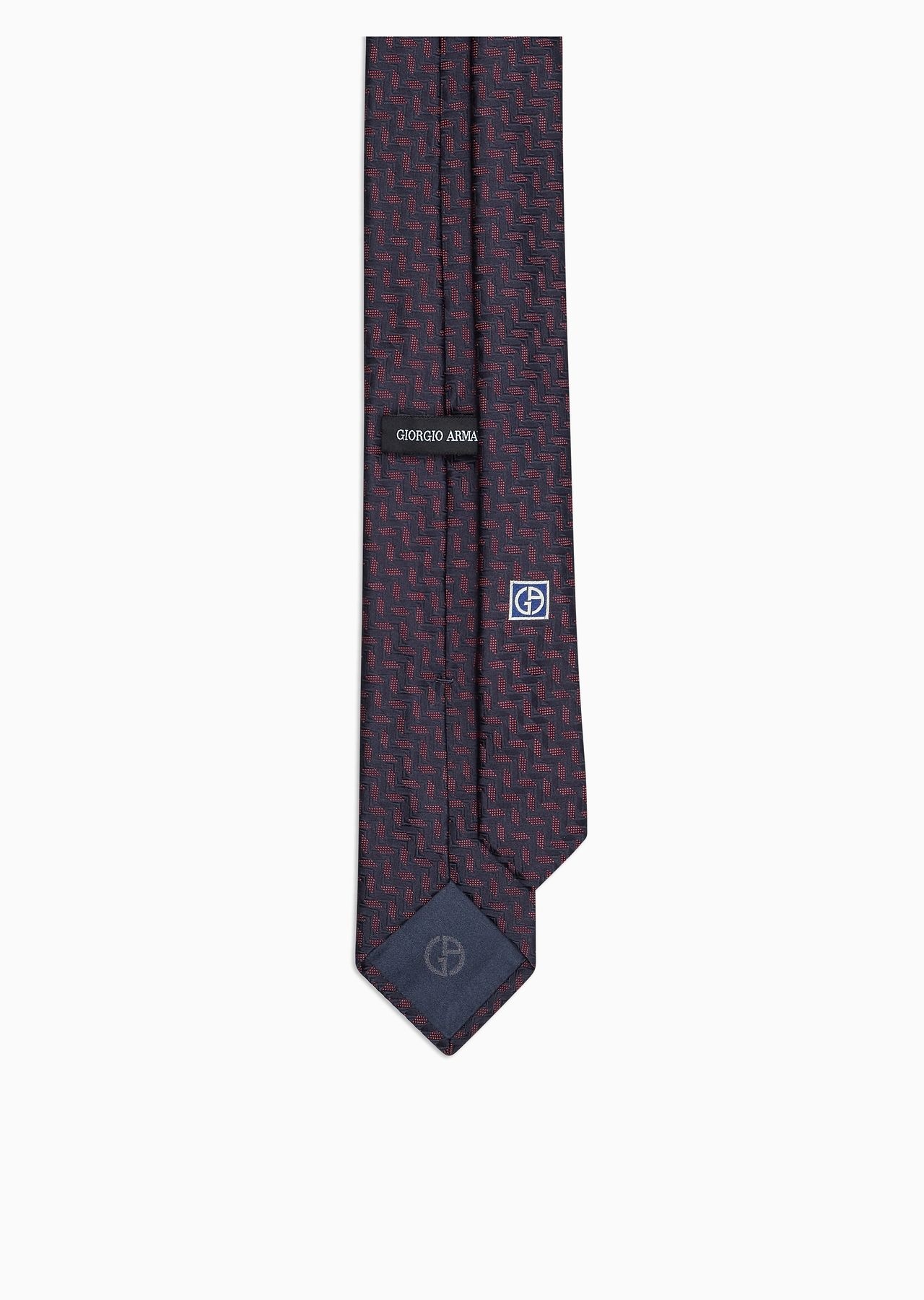 Silk tie with geometric jacquard motif - 2