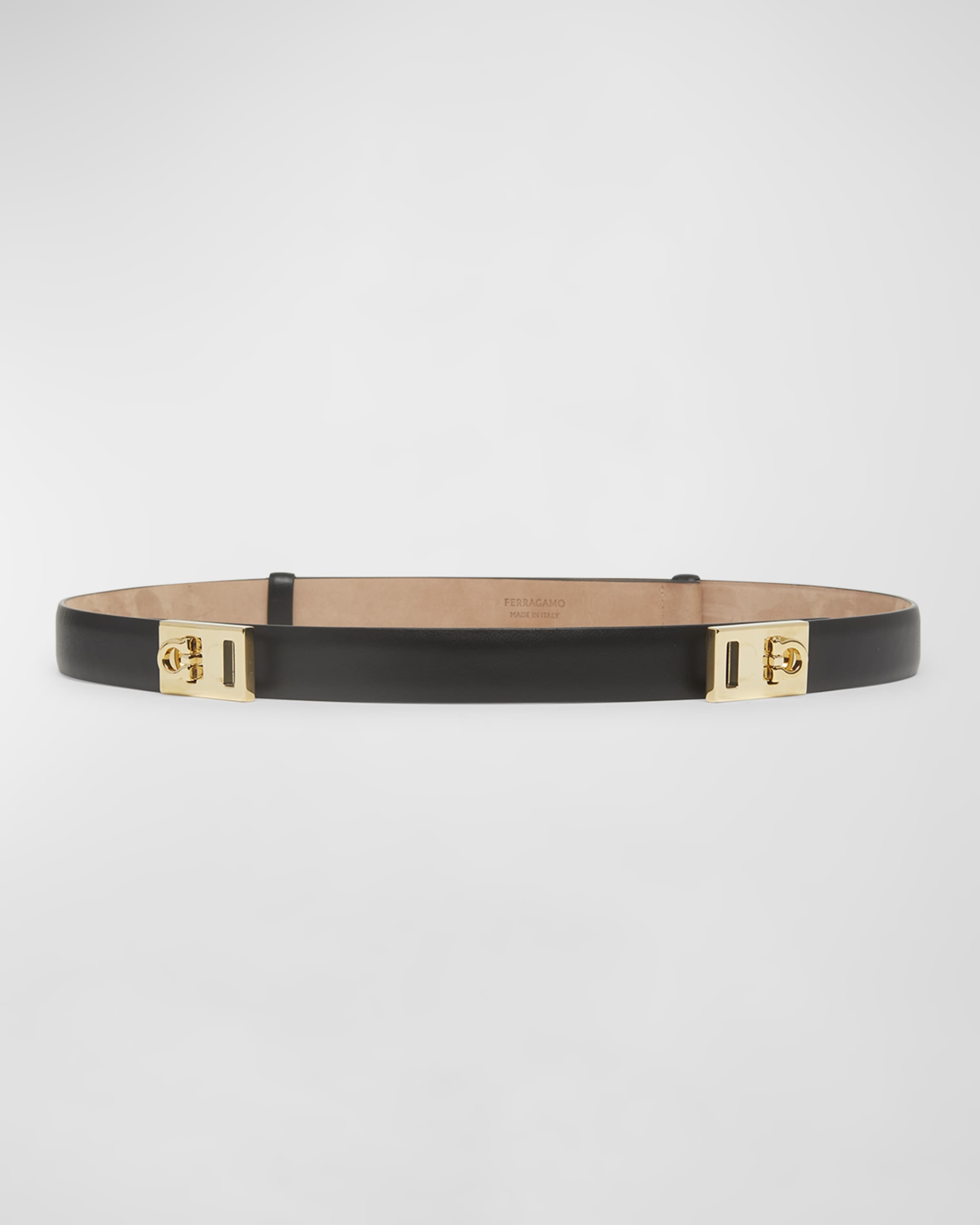 Double Gancini Leather Belt - 1