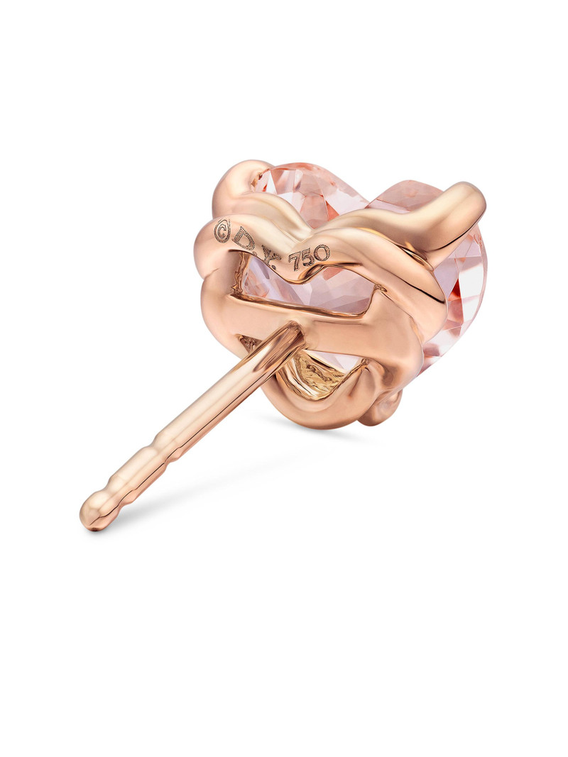 Women's Chatelaine Heart Stud Earrings in 18K Rose Gold with Morganite, 8mm - Morganite 5