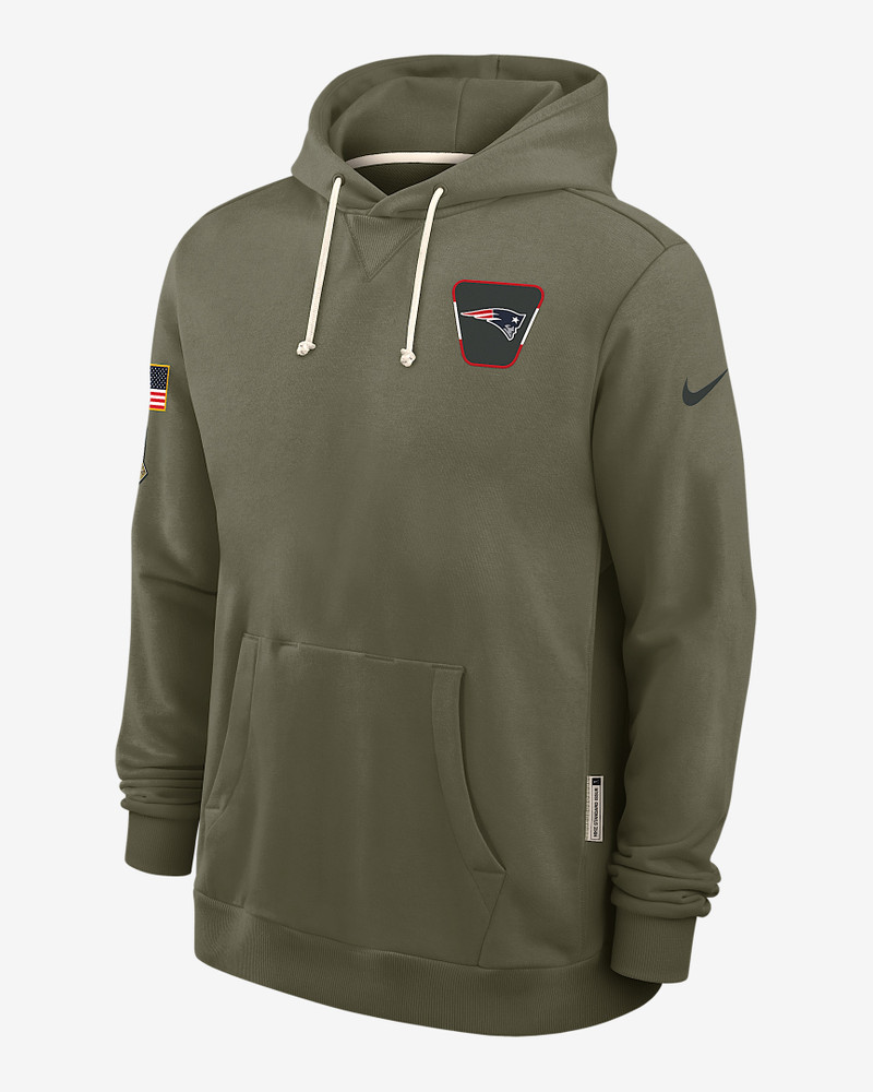 New England Patriots Salute to Service Sideline Dominant Force Men's Nike Dri-FIT NFL Pullover Hoodi 1
