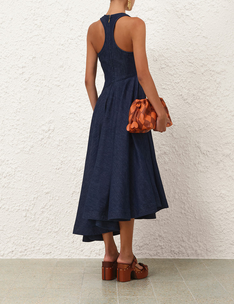 DENIM SCOOP NECK MIDI DRESS 4