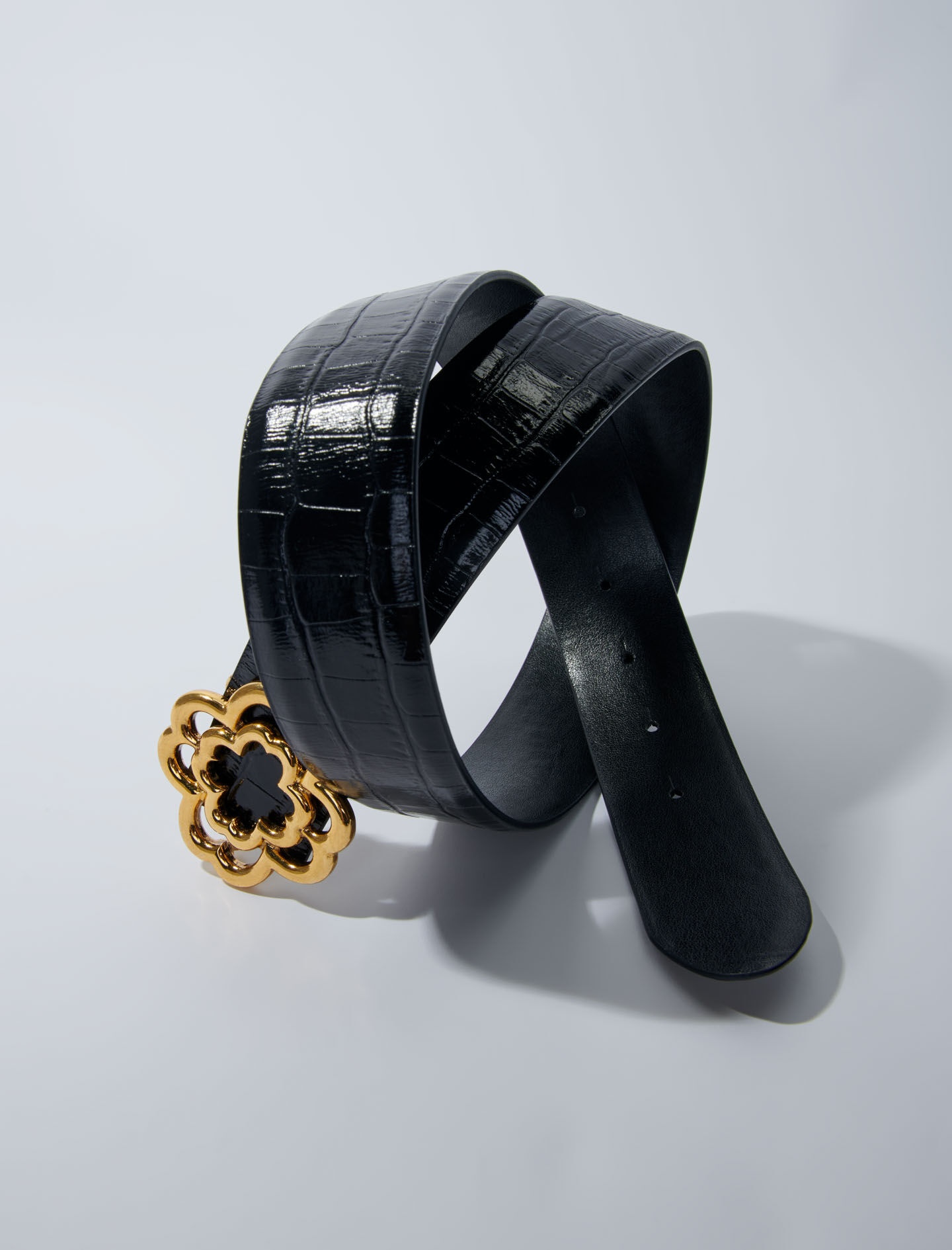 Croc-effect leather double M belt - 6