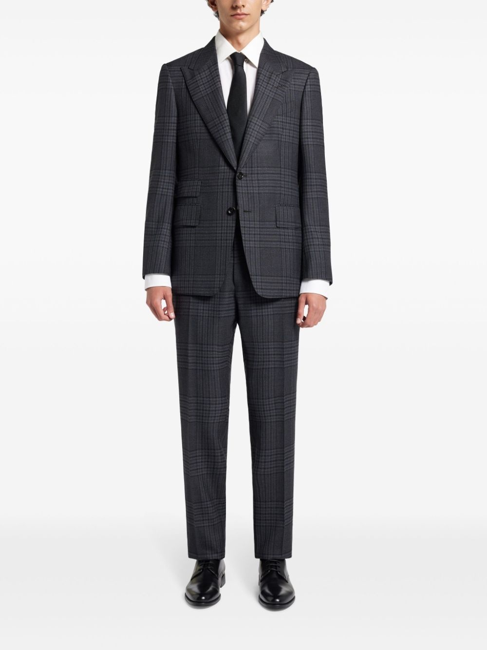 check-pattern single-breasted suit - 2