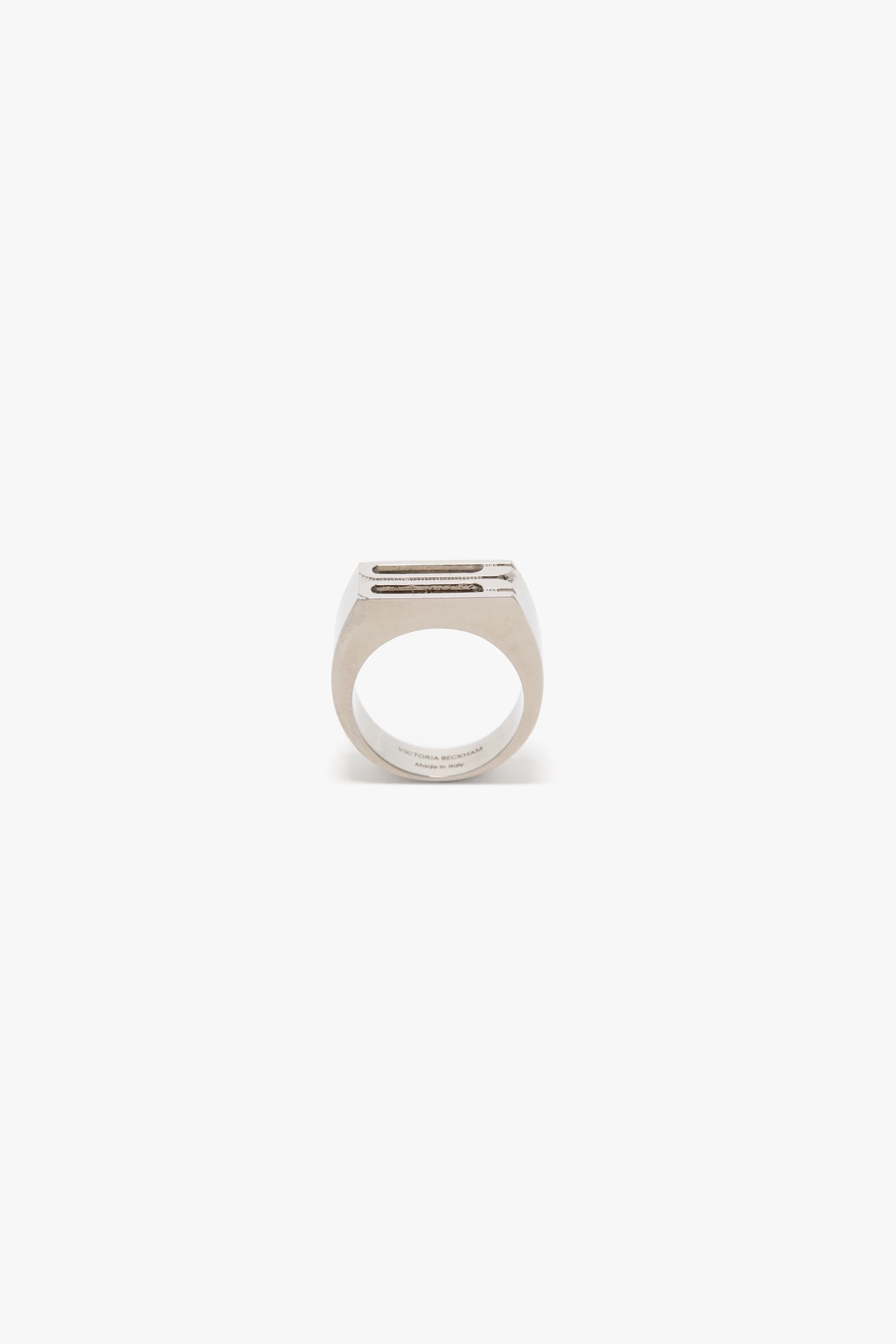 B Frame Signet Ring In Silver - 2