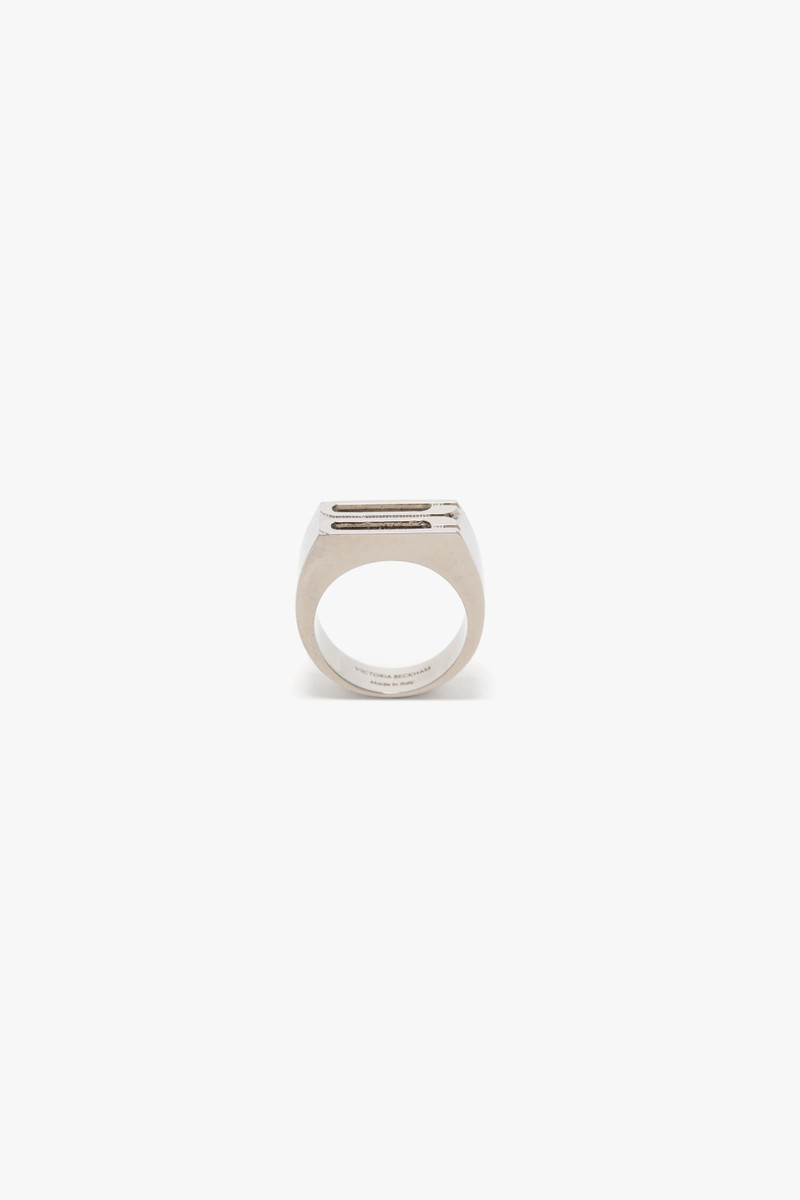 Victoria Beckham B Frame Signet Ring In Silver outlook