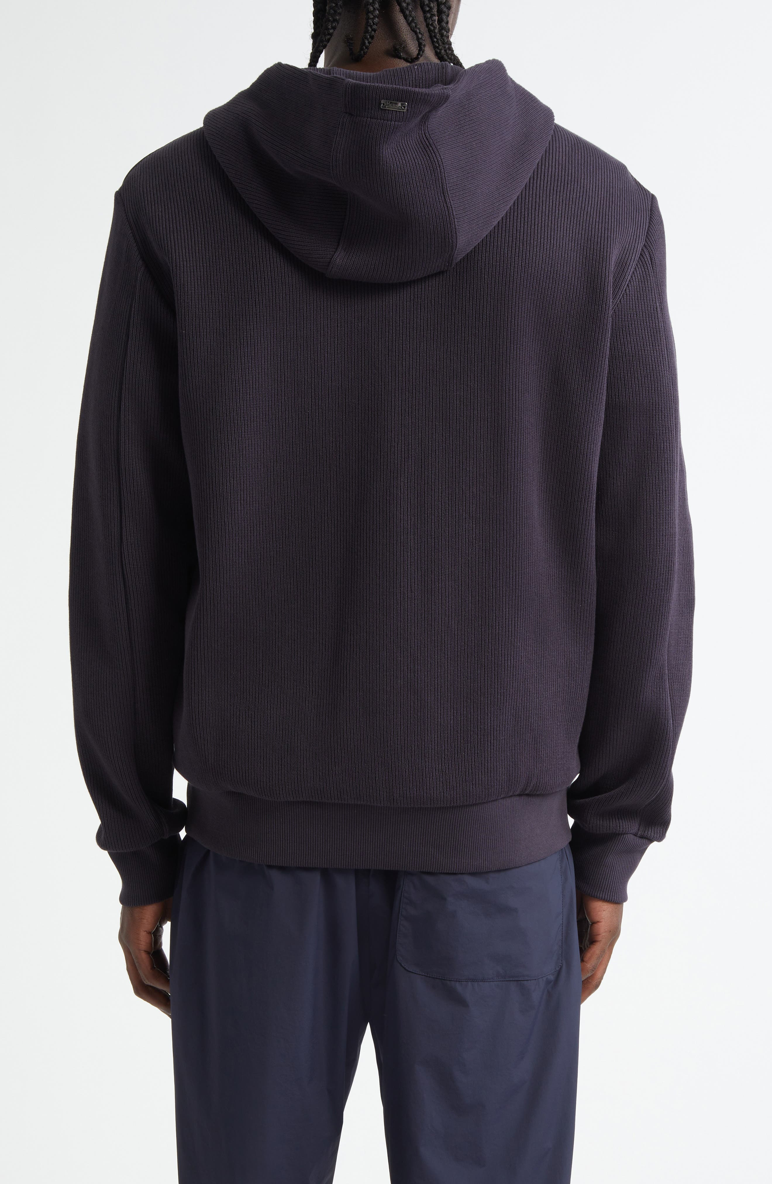 Herno Resort Interlock & Stretch Nylon Hooded Jacket in Blue Navy at Nordstrom - 3