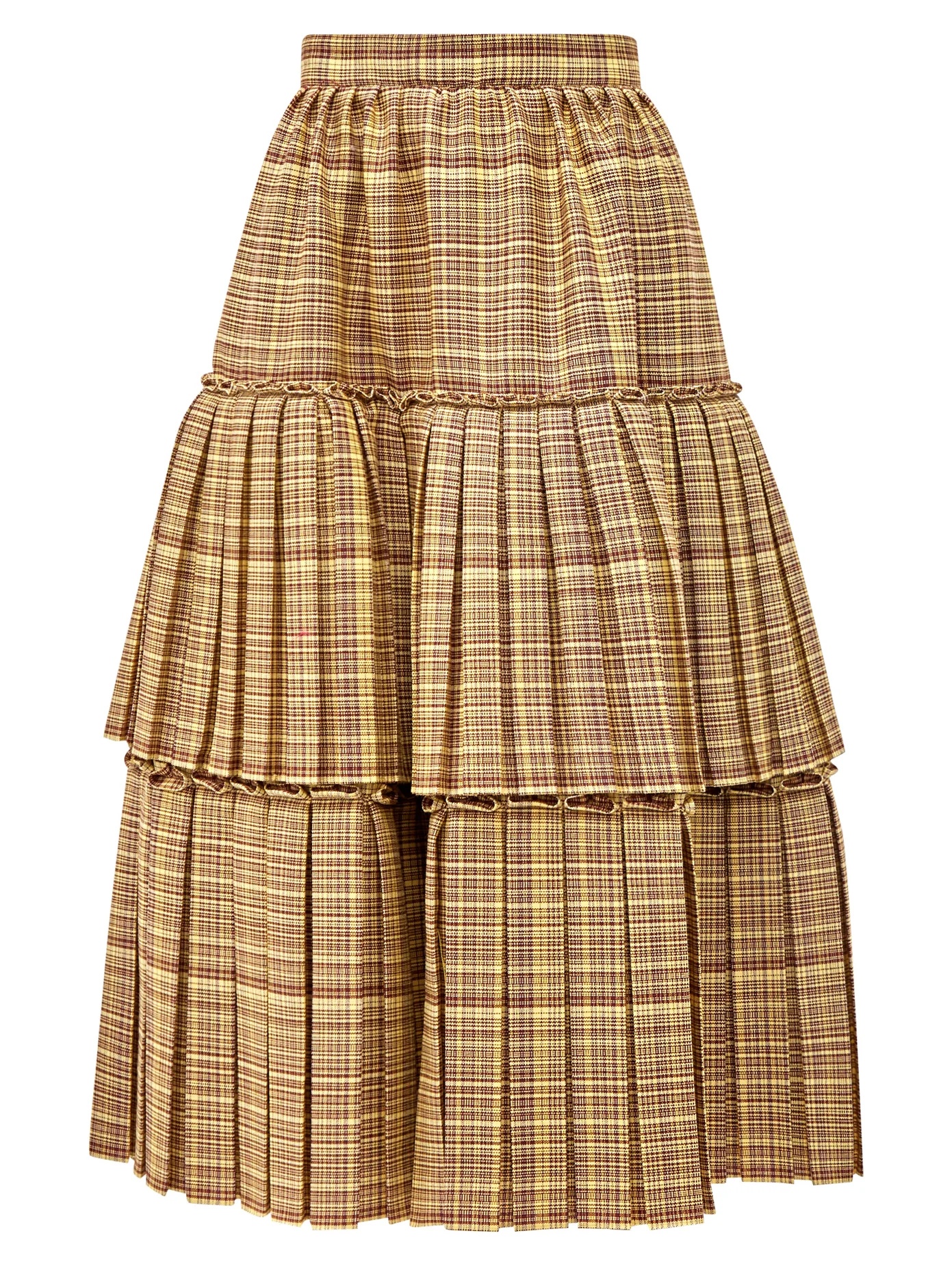 Tiered checked wool-blend midi skirt - 1