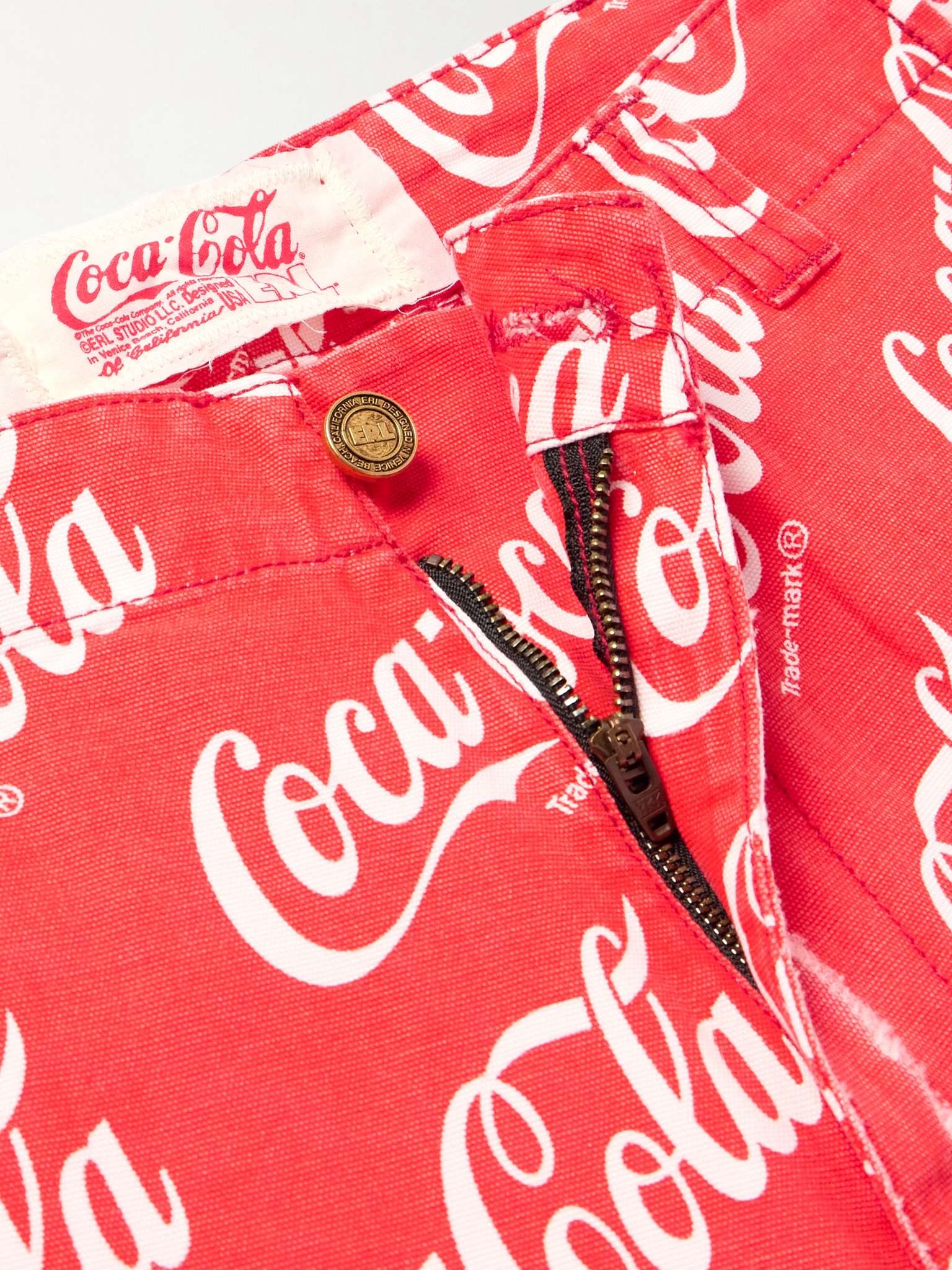 + Coca-Cola Straight-Leg Distressed Printed Cotton-Canvas Shorts - 3