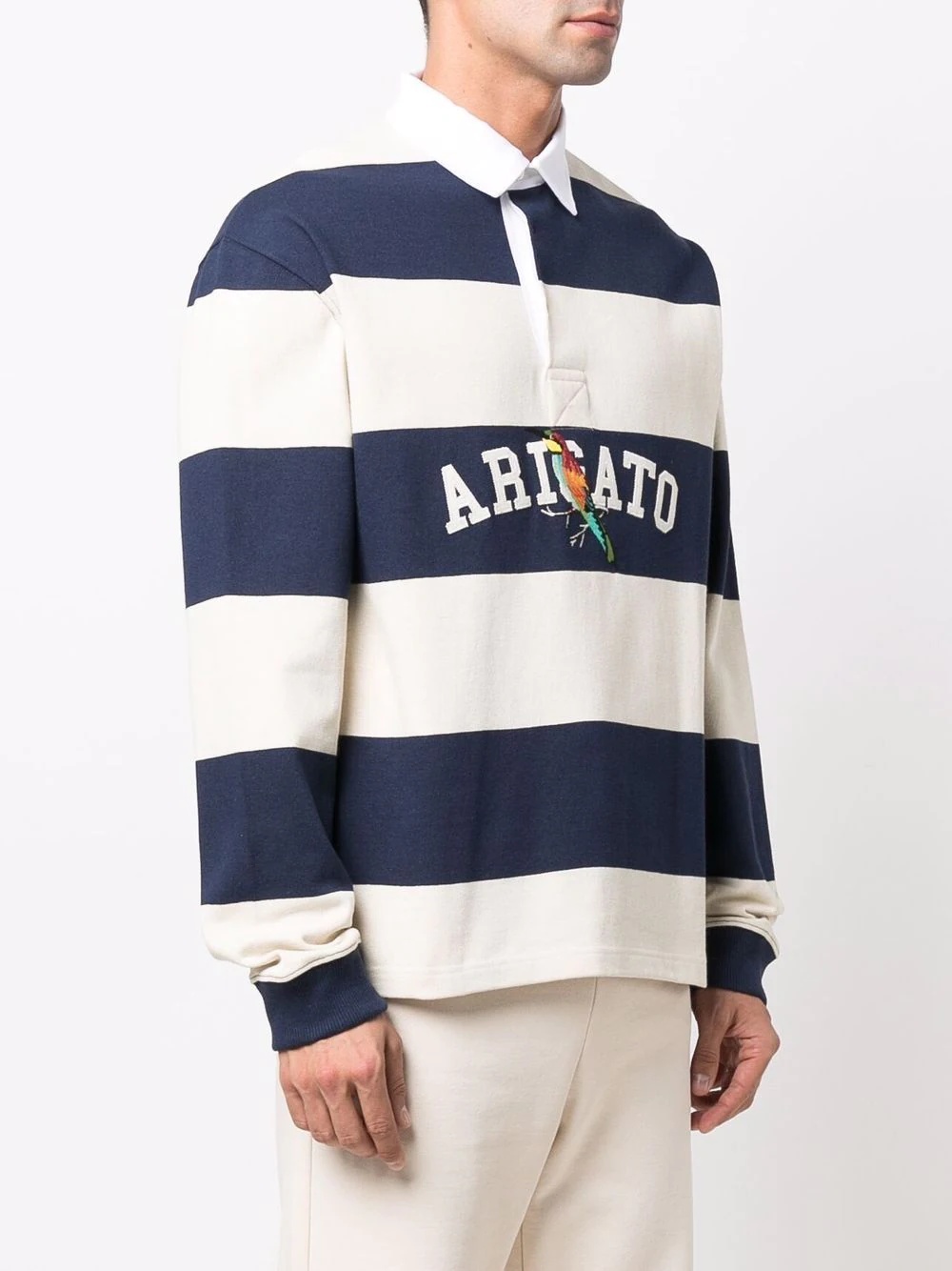 striped logo-embroidered rugby shirt - 3