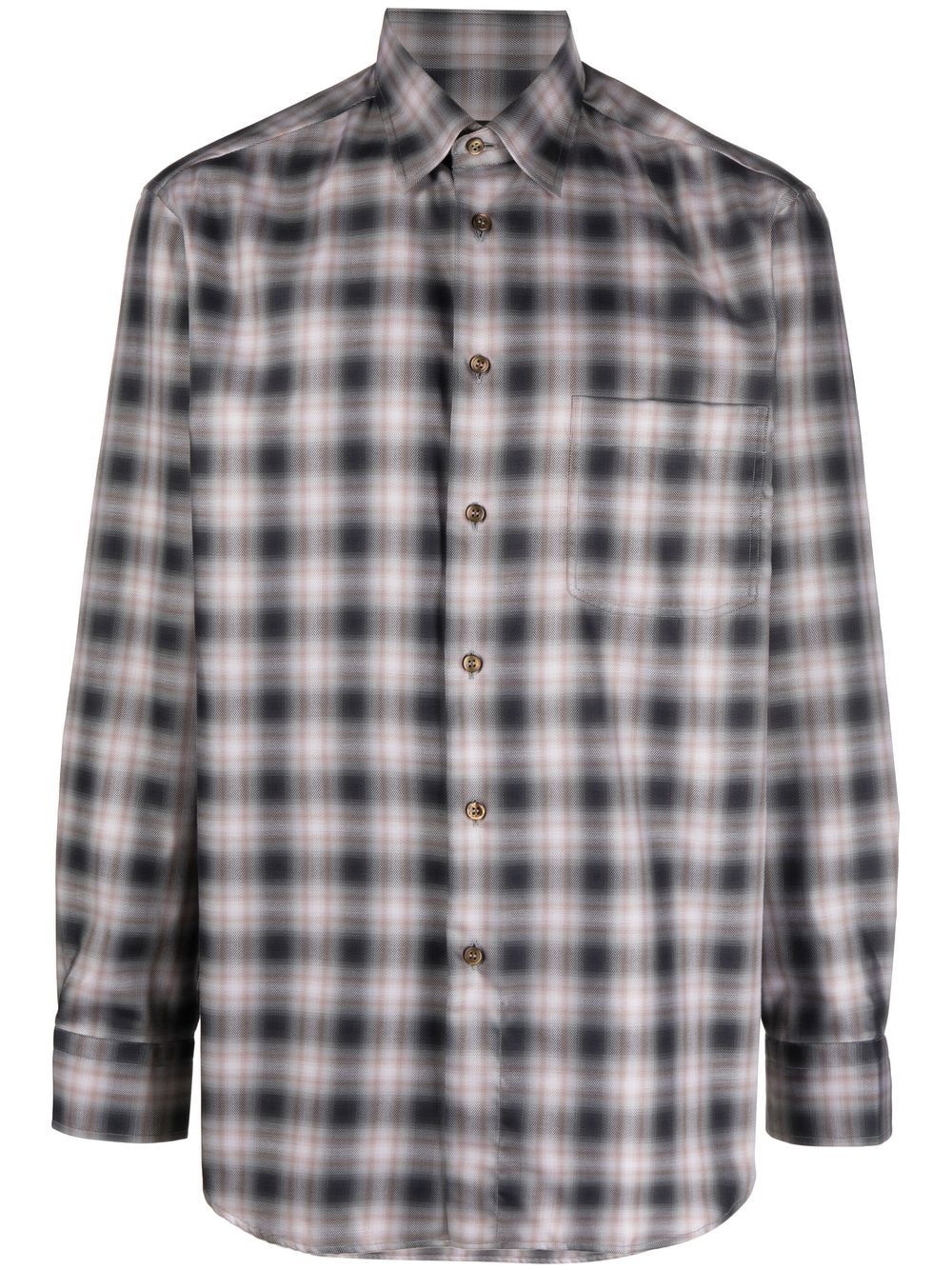 check-print long-sleeve shirt - 1