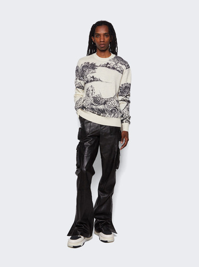 AMIRI All Over Leopard Print Crewneck Sweater Neutral outlook