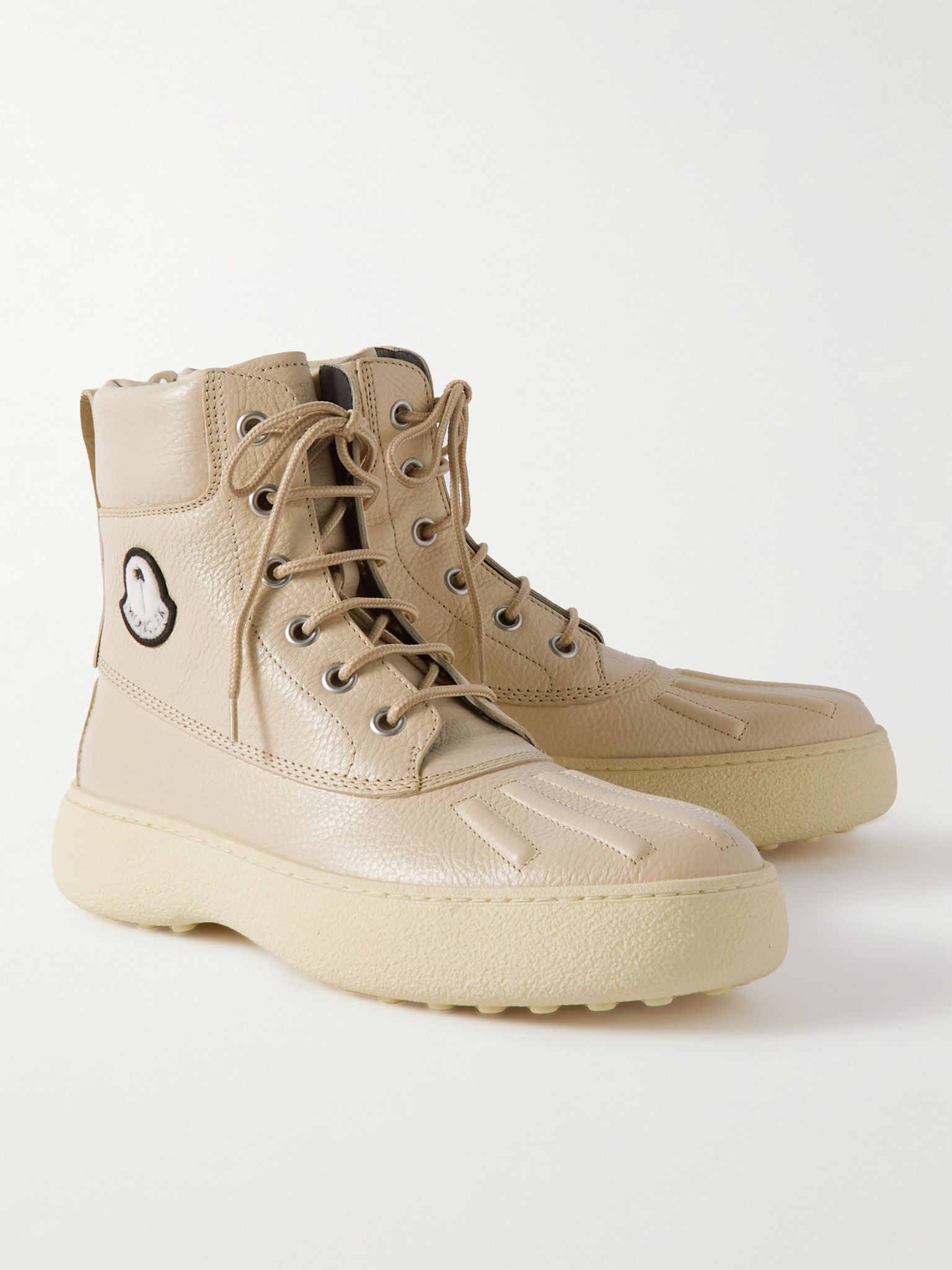 + Tod's + Palm Angels Winter Gommino Full-Grain Leather Boots Cream - 4