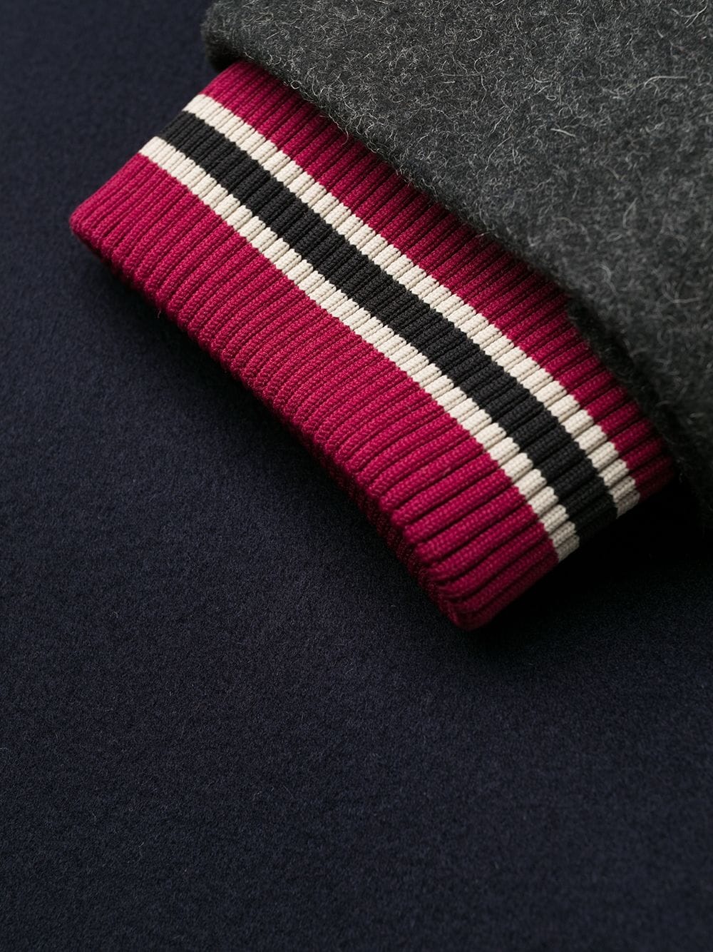 horizontal-stripe single-breasted coat - 7