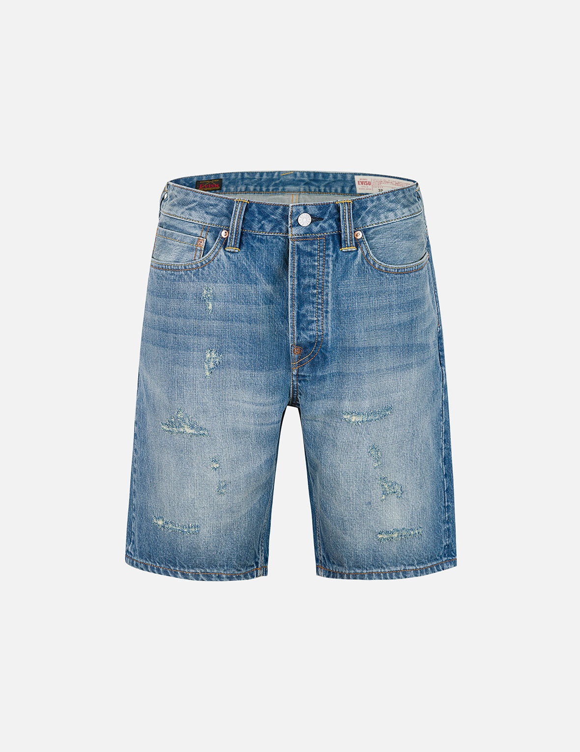 Playful Seagull and The Great Wave Print Regular Fit Denim Shorts - 2