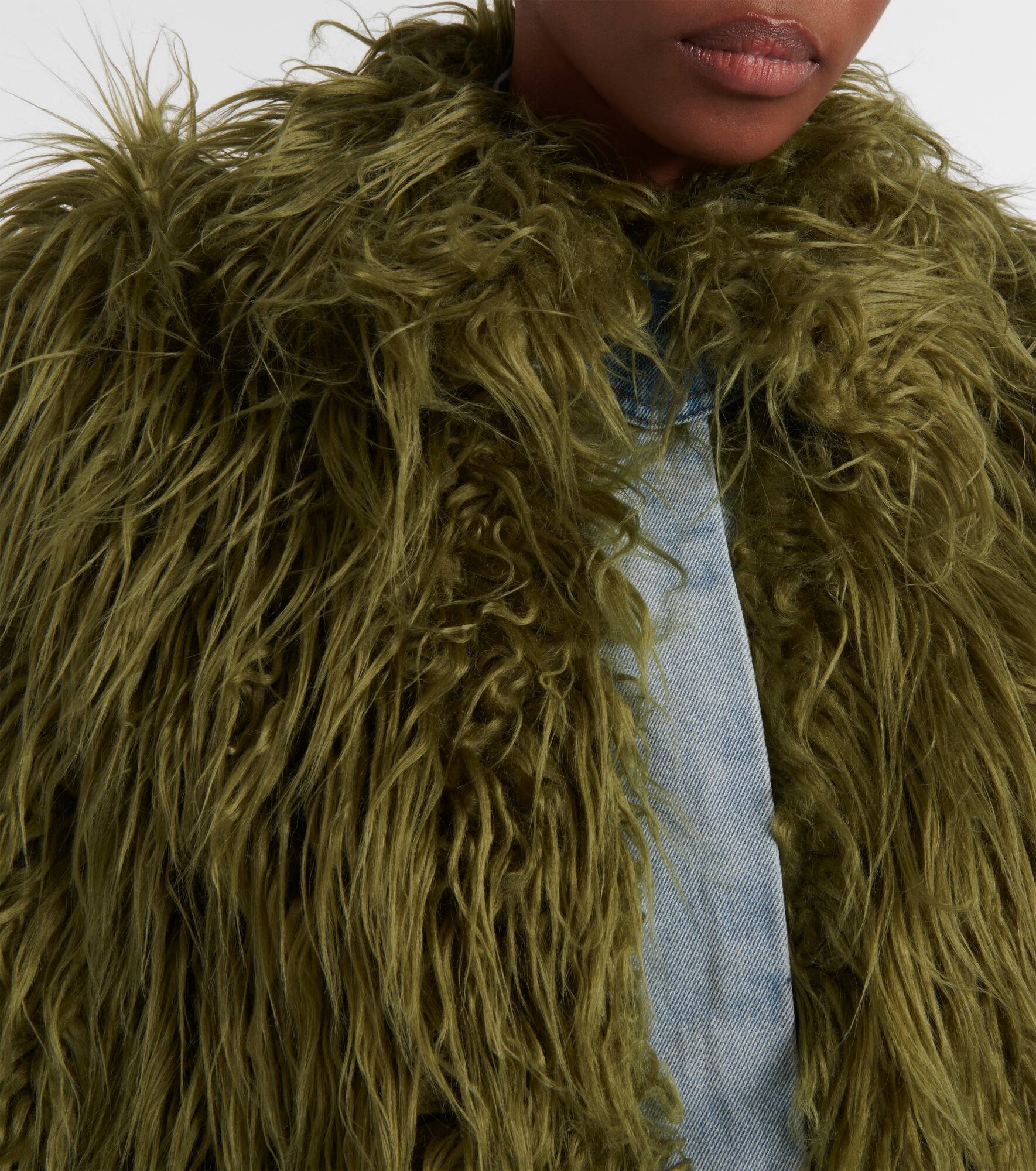 Rangel faux fur-trimmed denim coat - 4
