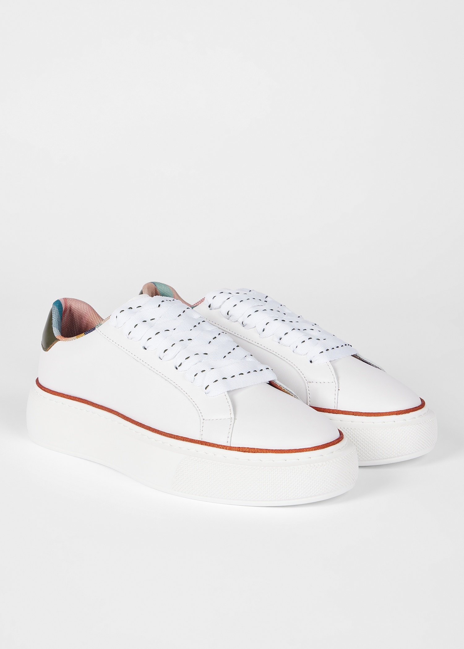 Women's White Leather 'Guppy' Platform Trainers - 4